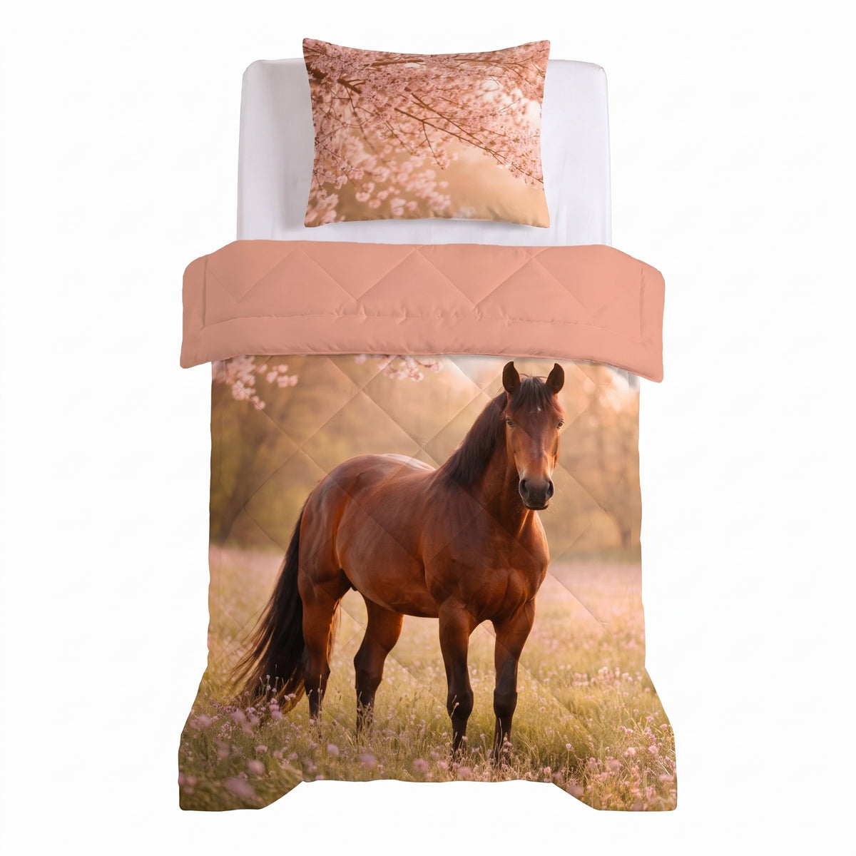 Sleeptime Lazy Kids Dekbed Luxe Paard Roze - 140 x 200 cm met sloop
