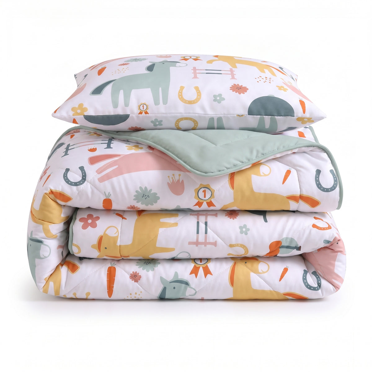 Sleeptime Lazy Kids Dekbed Paardjes Wit - 140 x 200 cm met sloop