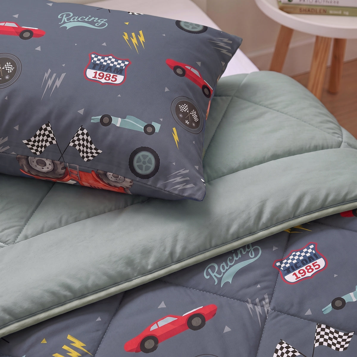 Sleeptime Lazy Kids Dekbed Race Auto Blauw - 140 x 200 cm met sloop