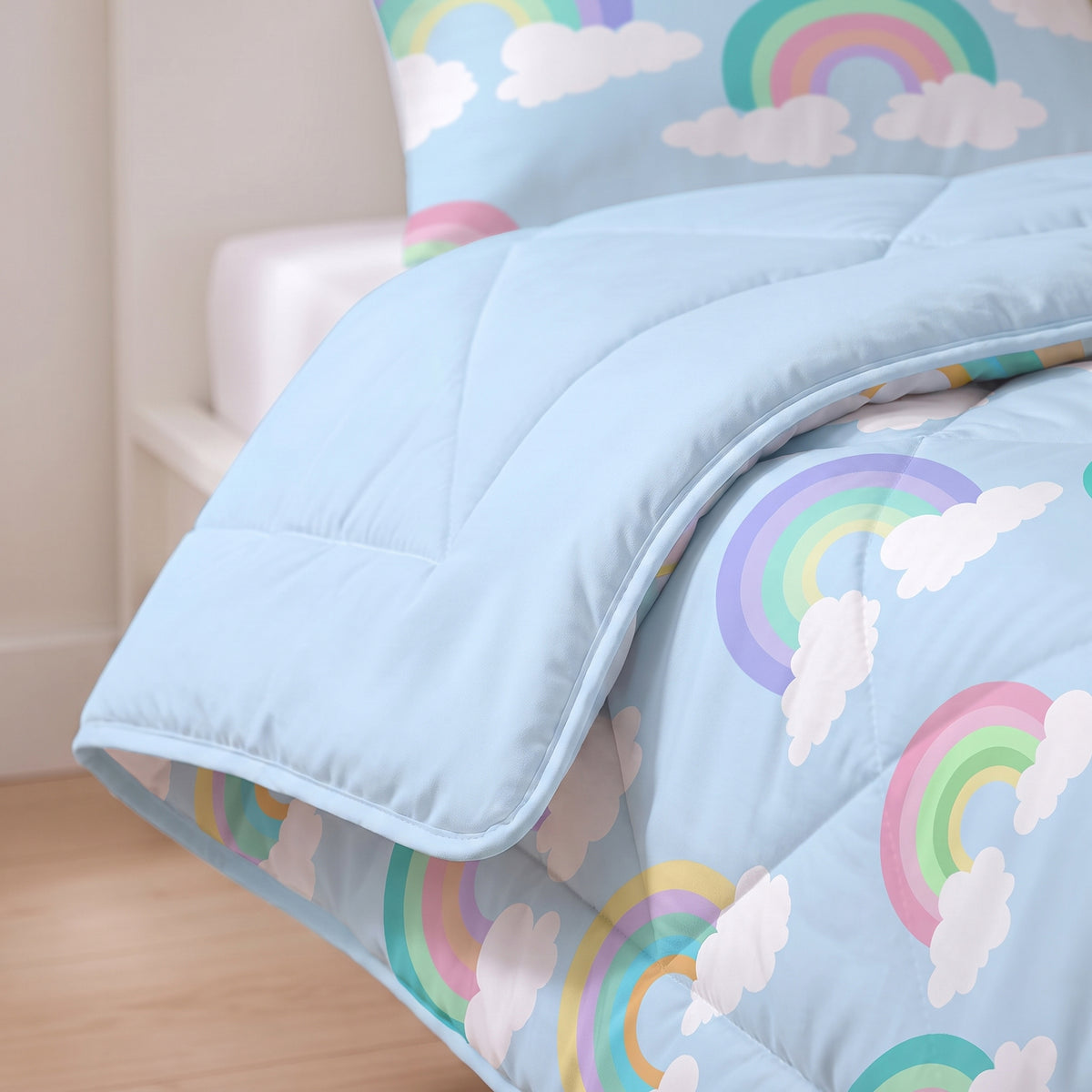 Sleeptime Lazy Kids Dekbed Regenboog Blauw - 140 x 200 cm met sloop