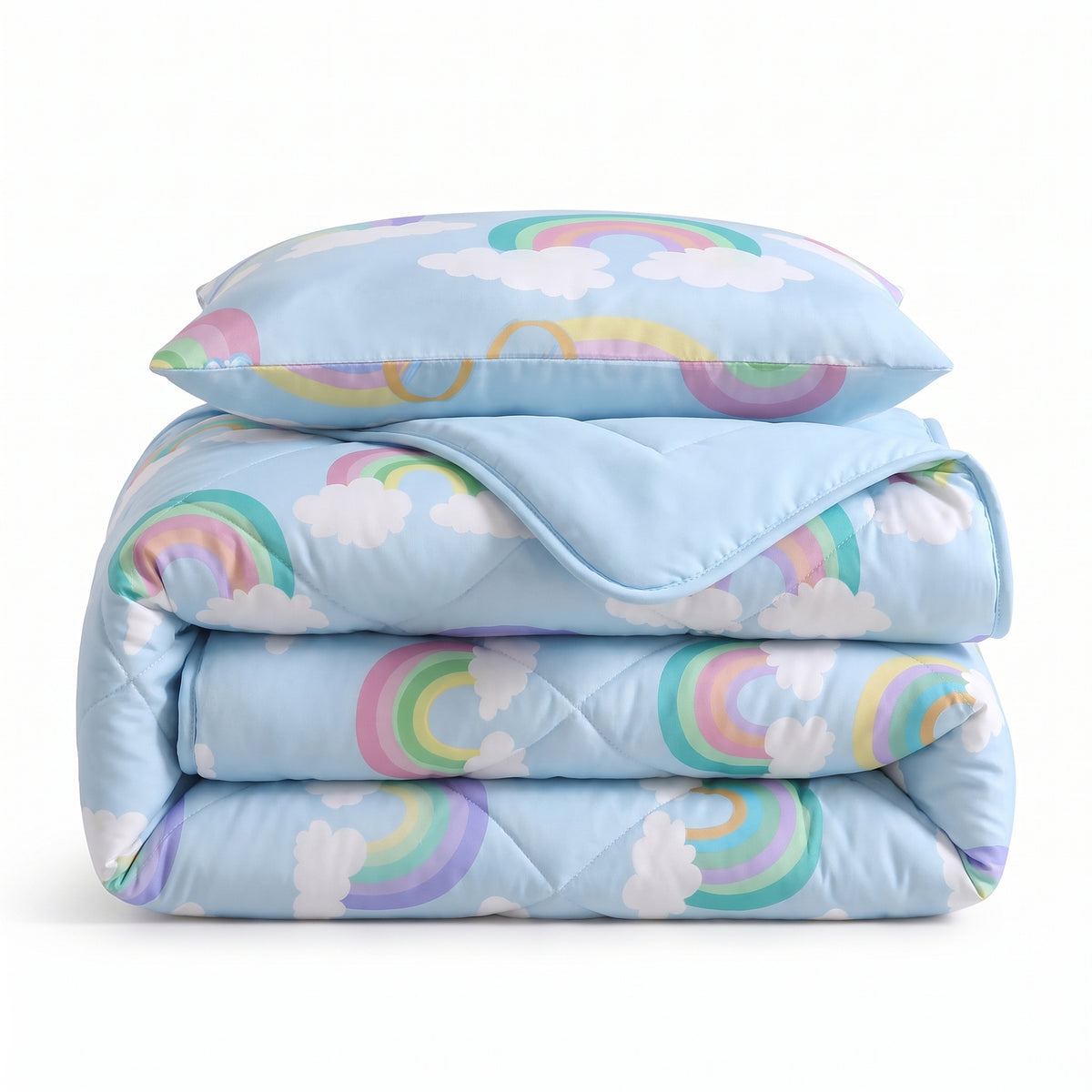 Sleeptime Lazy Kids Dekbed Regenboog Blauw - 140 x 200 cm met sloop