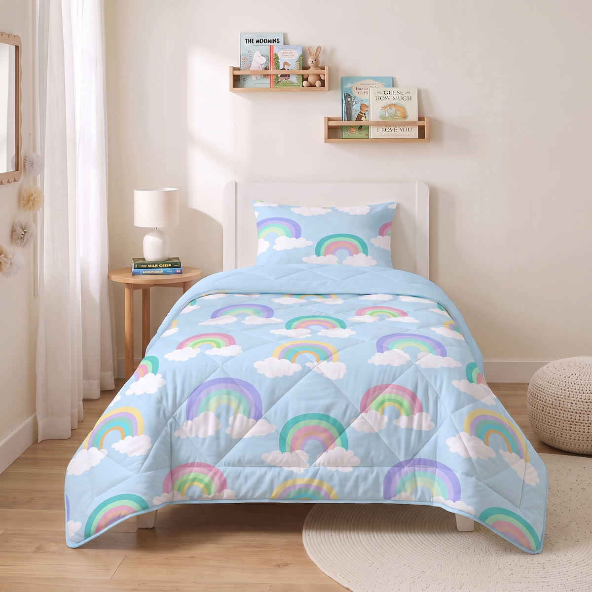 Sleeptime Lazy Kids Dekbed Regenboog Blauw - 140 x 200 cm met sloop