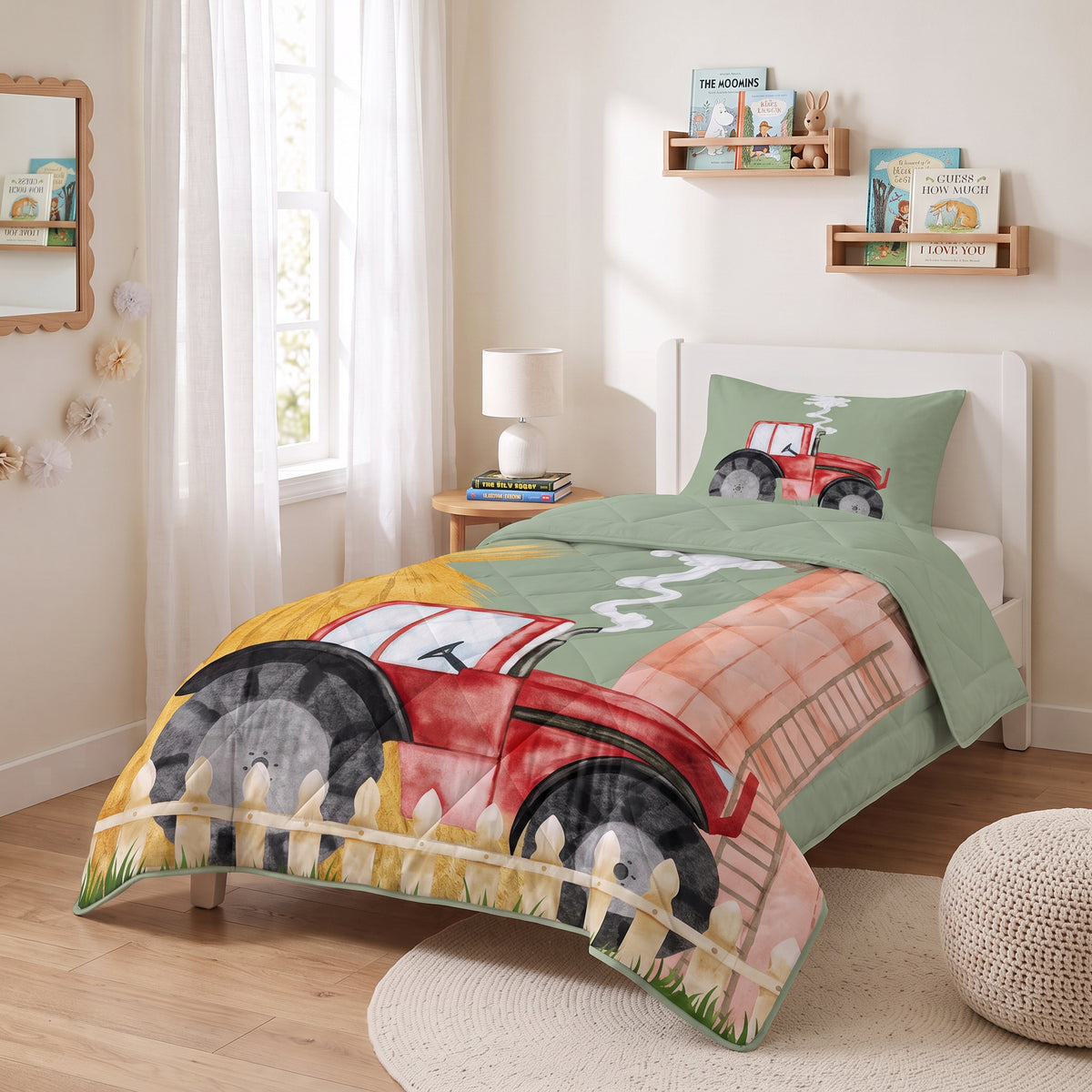 Sleeptime Lazy Kids Dekbed Traktor Groen - 140 x 200 cm met sloop