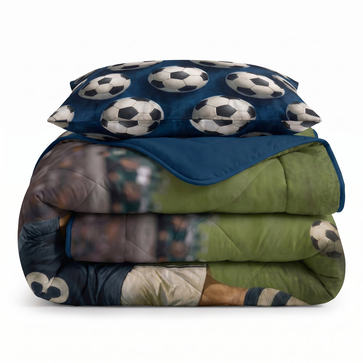 Sleeptime Lazy Kids Dekbed Voetbal Ster Blauw - 140 x 200 cm met sloop