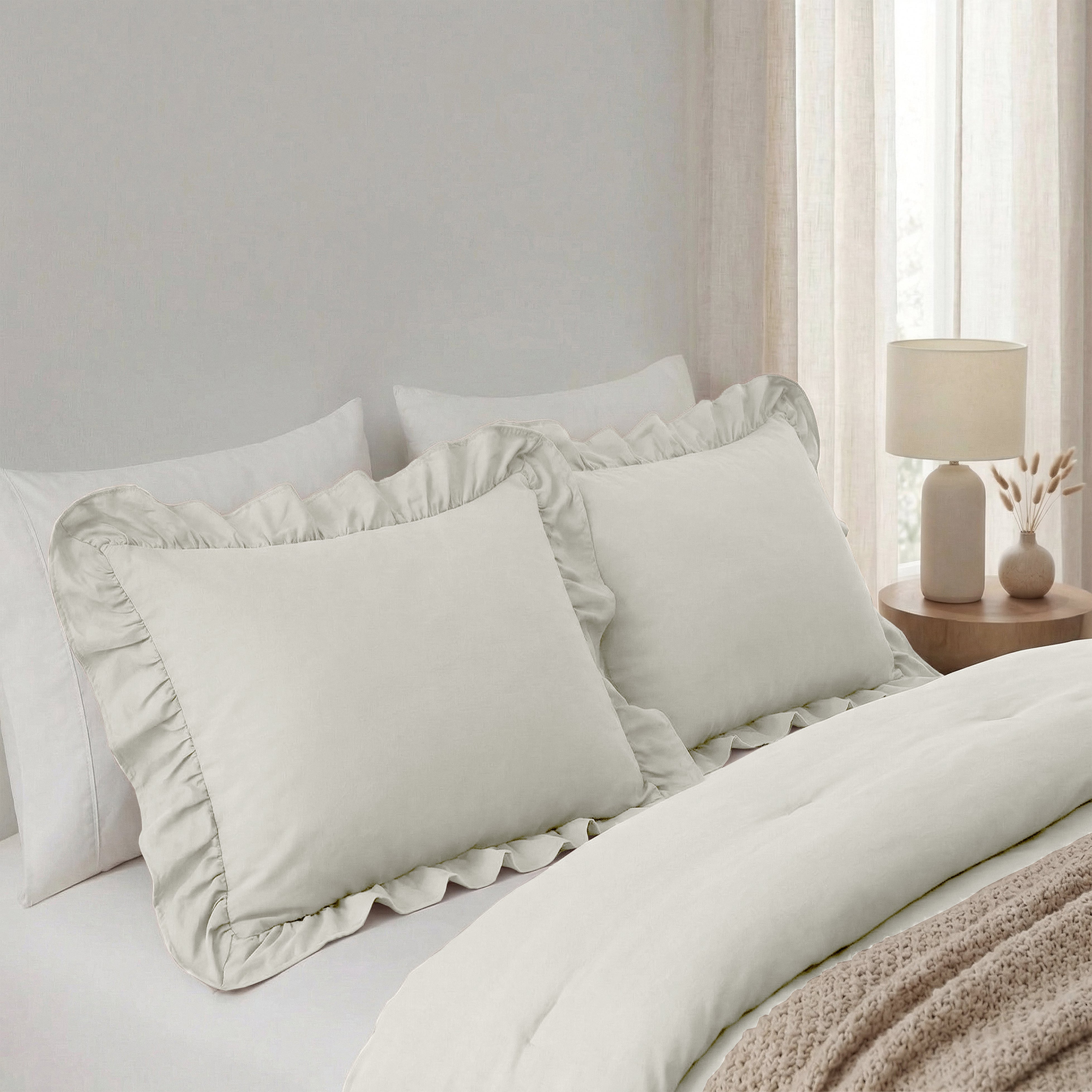 Sleeptime Lazy Kussenslopen - Ruffles - 2pack - Gebroken Wit - 60 x 70