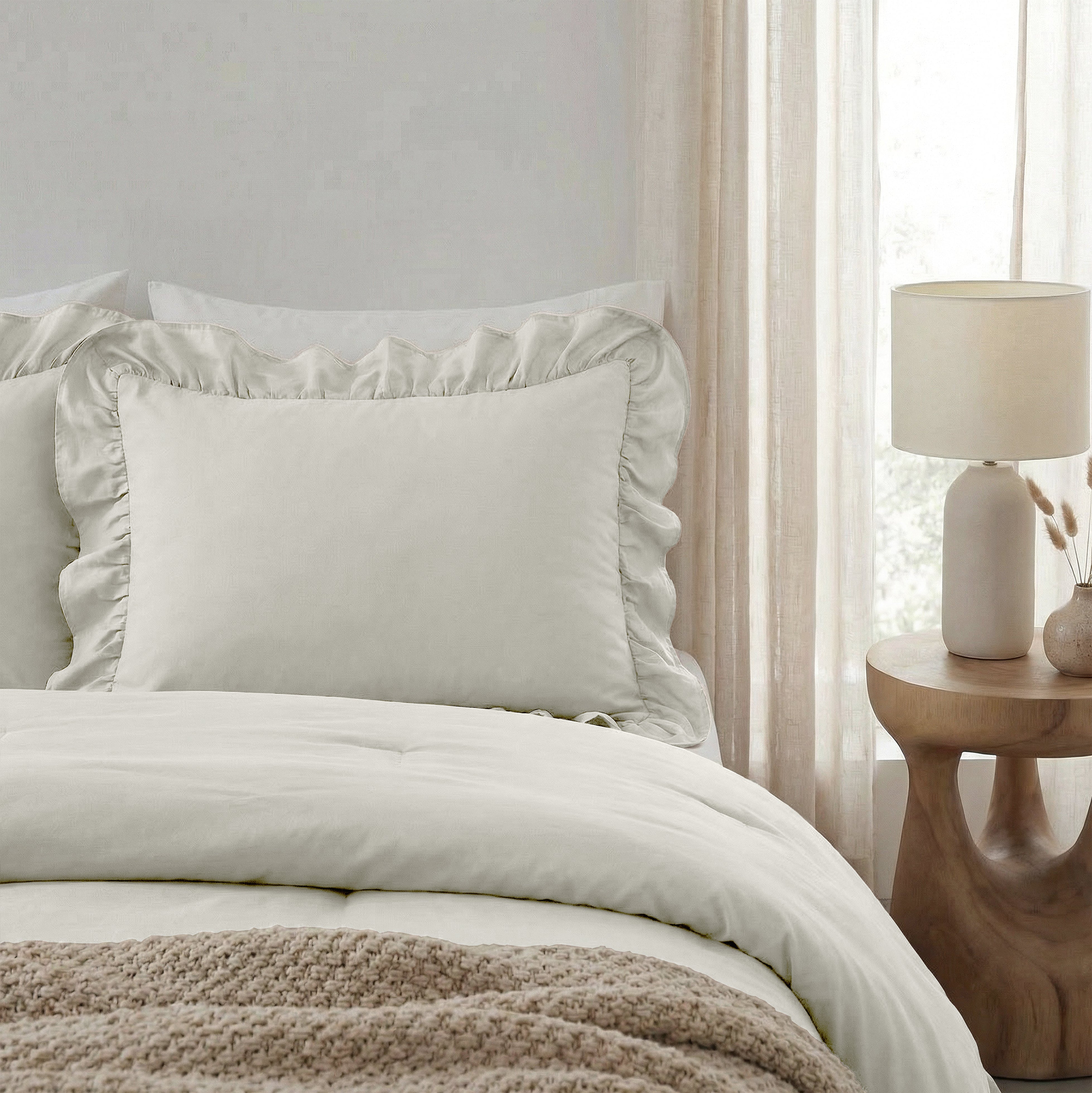Sleeptime Lazy Kussenslopen - Ruffles - 2pack - Gebroken Wit - 60 x 70