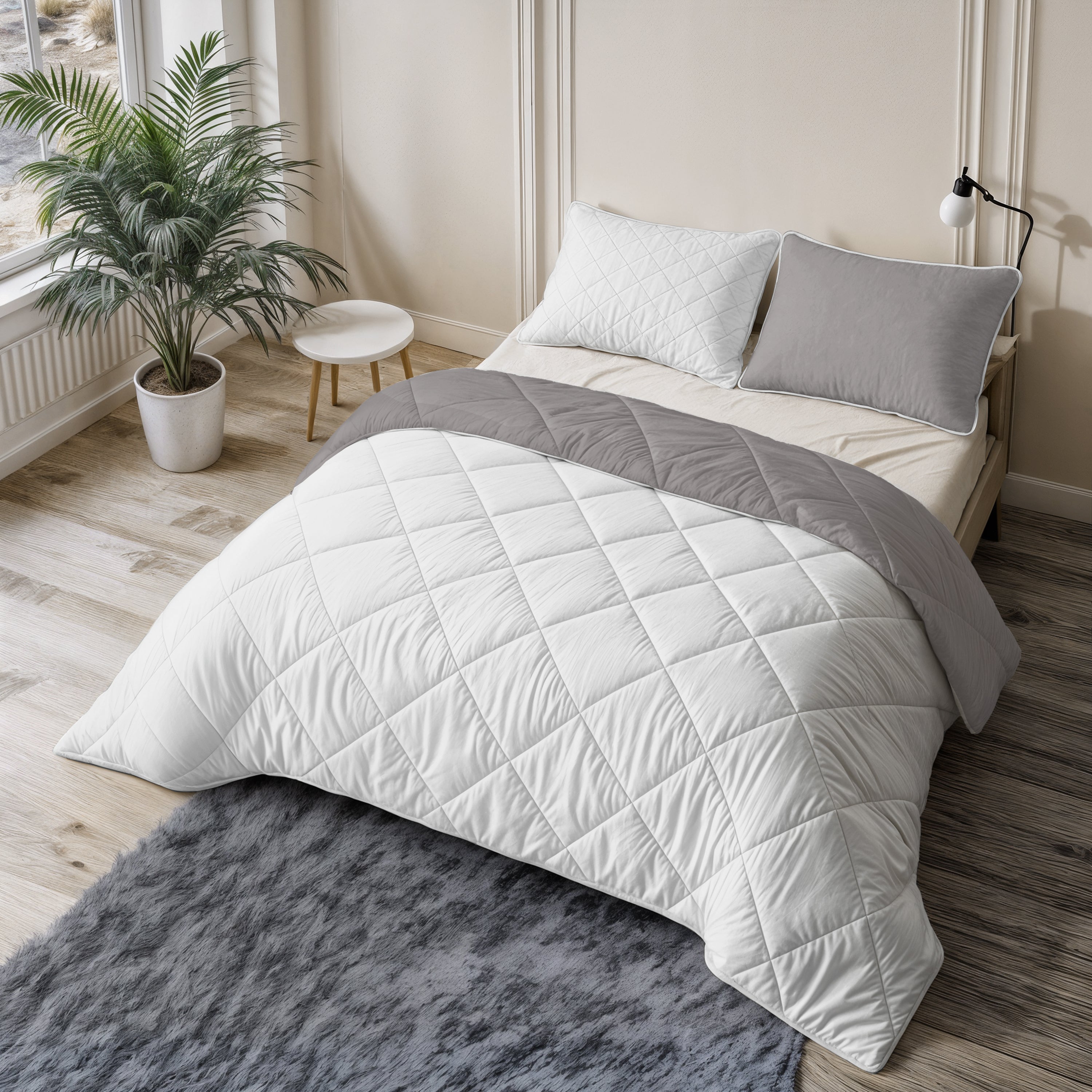 Sleeptime Lazy Uni Dekbed - Beige - Taupe/Grijs - Met Kussenslopen