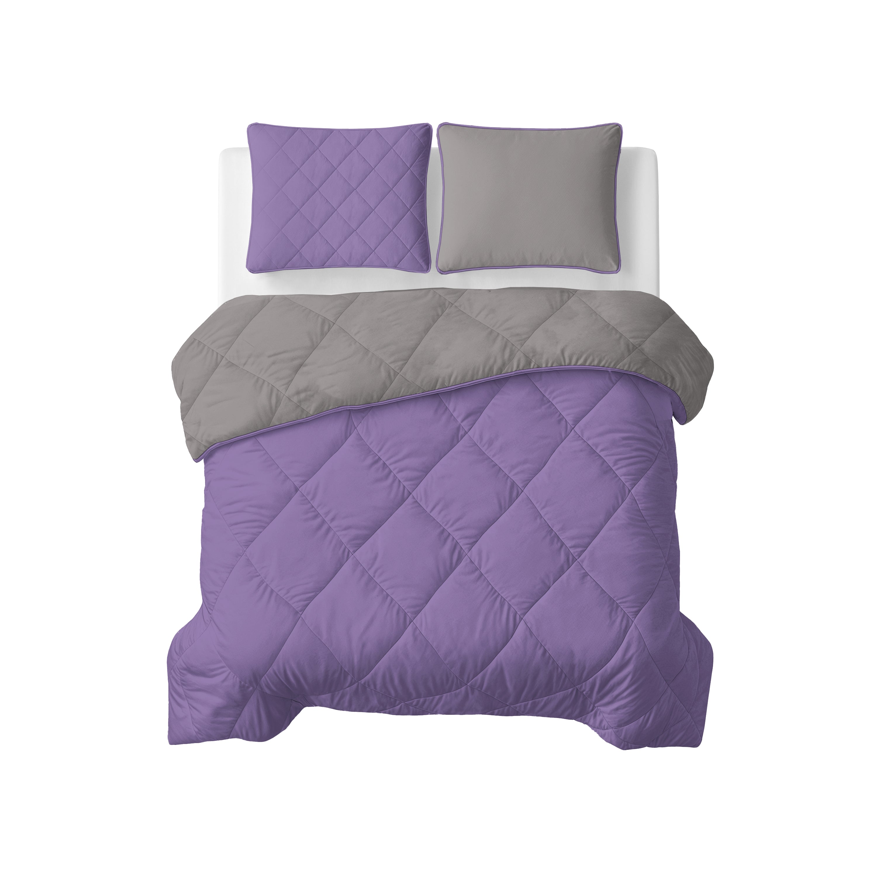 Sleeptime Lazy Uni Dekbed - Lavendel - Taupe/Grijs - Met Kussenslopen