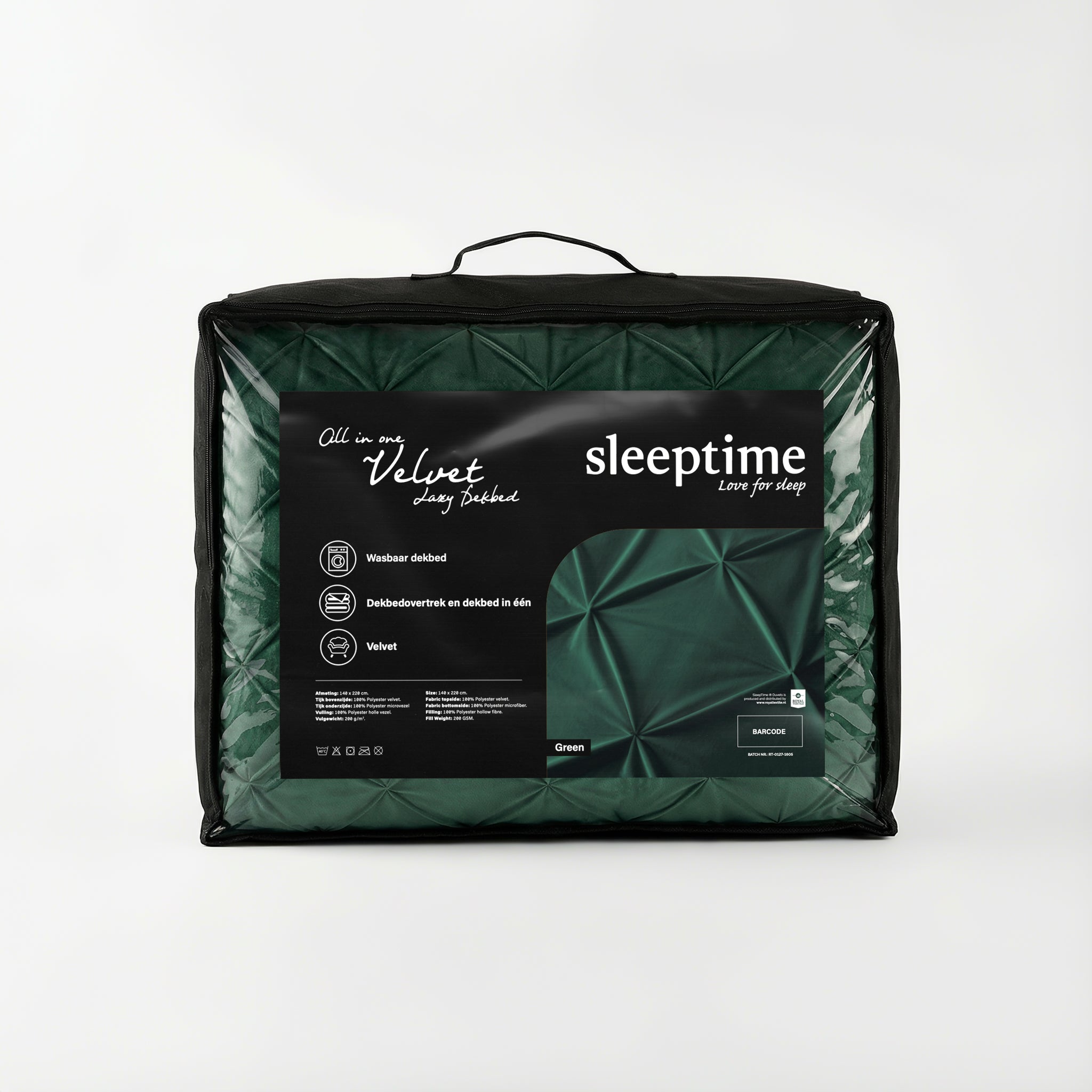 Sleeptime Lazy Velvet Pintuck Dekbed - Groen - Voor het hele jaar