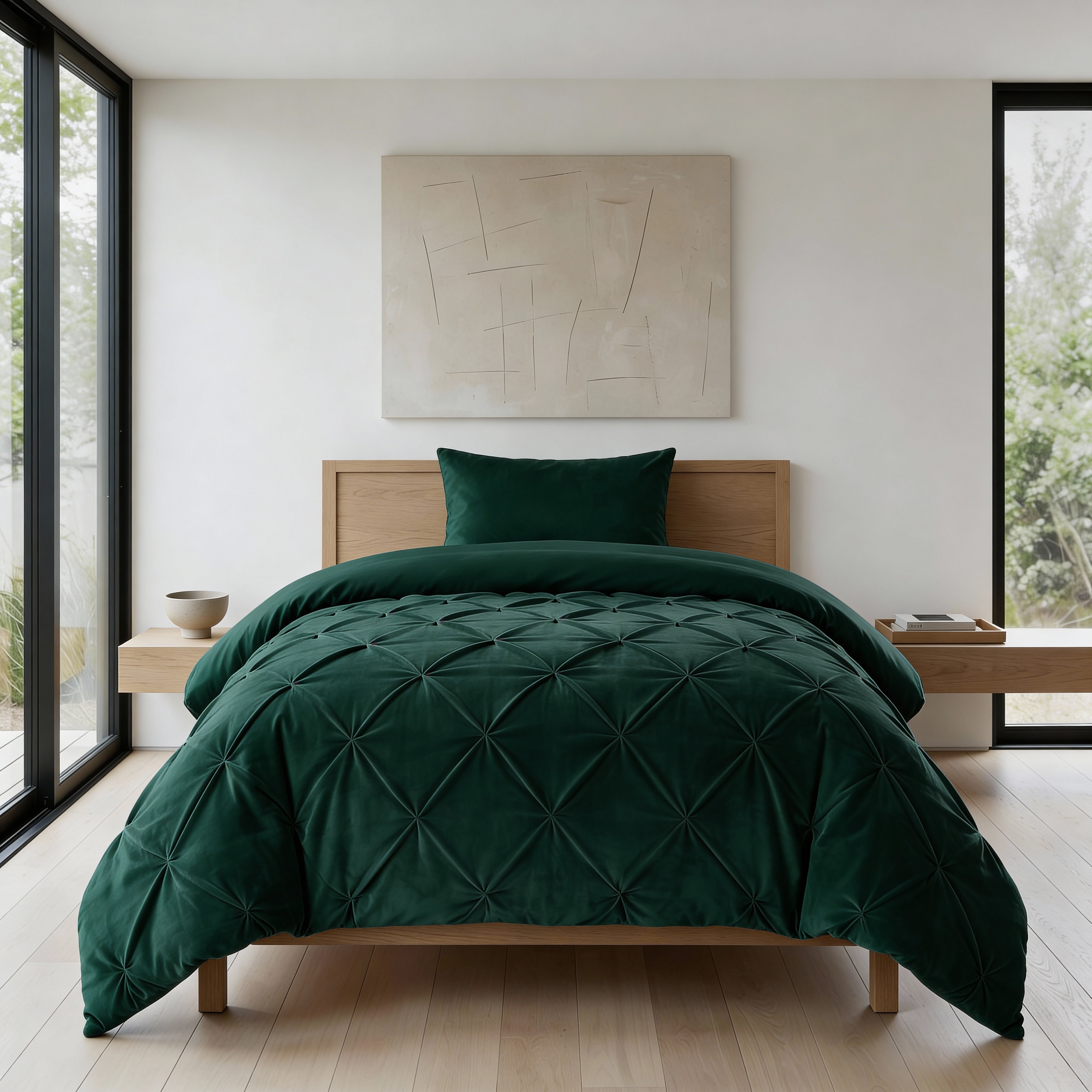 Sleeptime Lazy Velvet Pintuck Dekbed - Groen - Voor het hele jaar