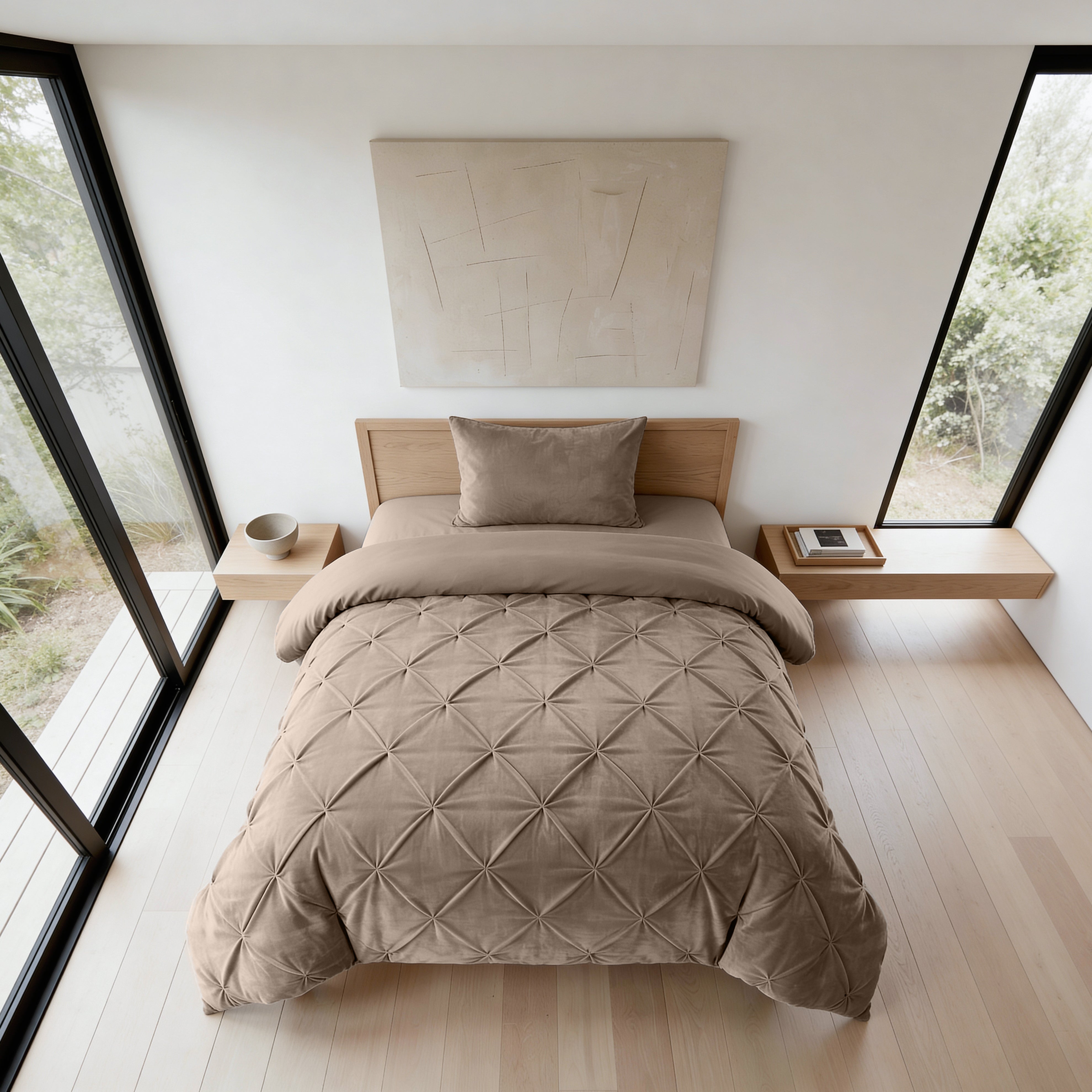 Sleeptime Lazy Velvet Pintuck Dekbed - Taupe - Voor het hele jaar