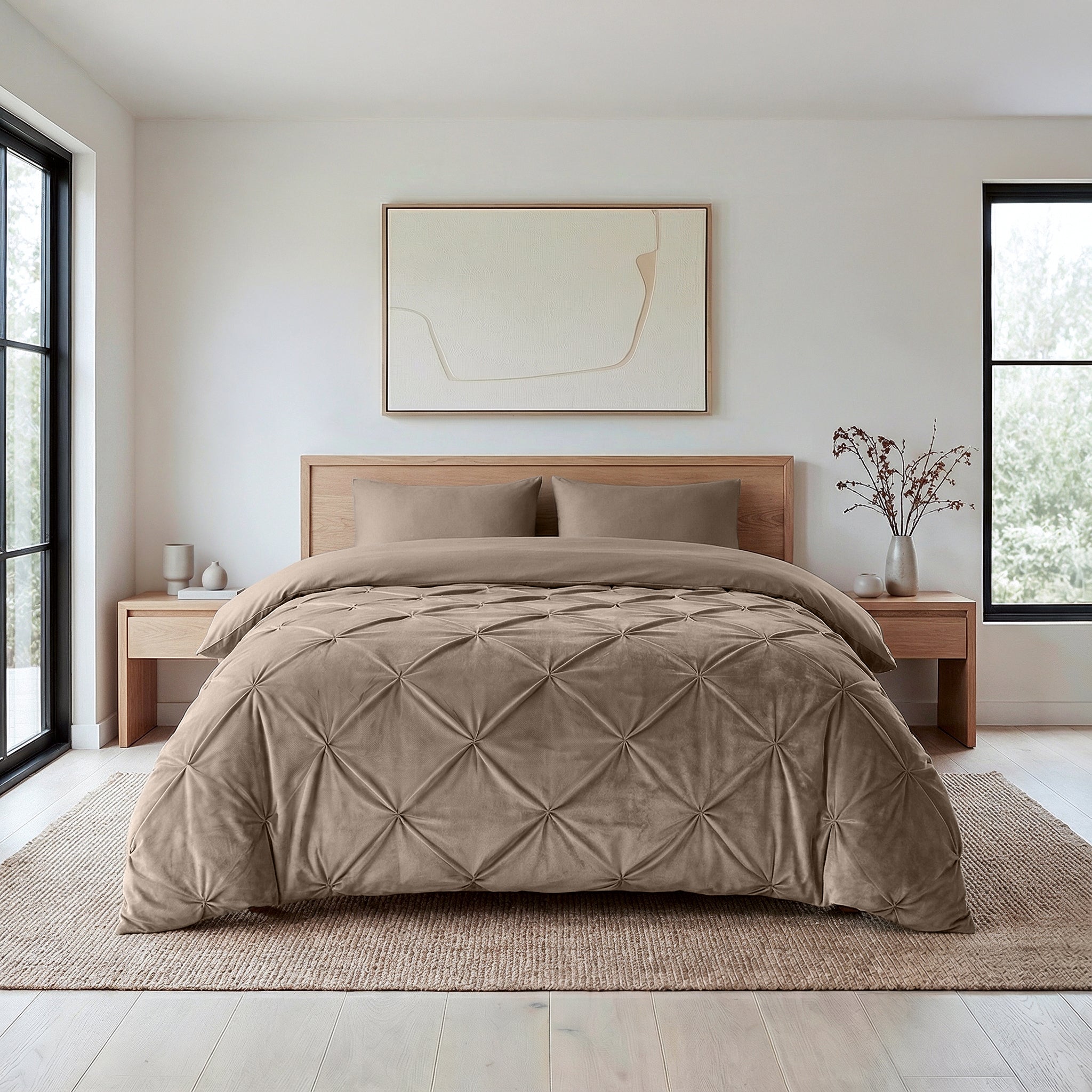 Sleeptime Lazy Velvet Pintuck Dekbed - Taupe - Voor het hele jaar