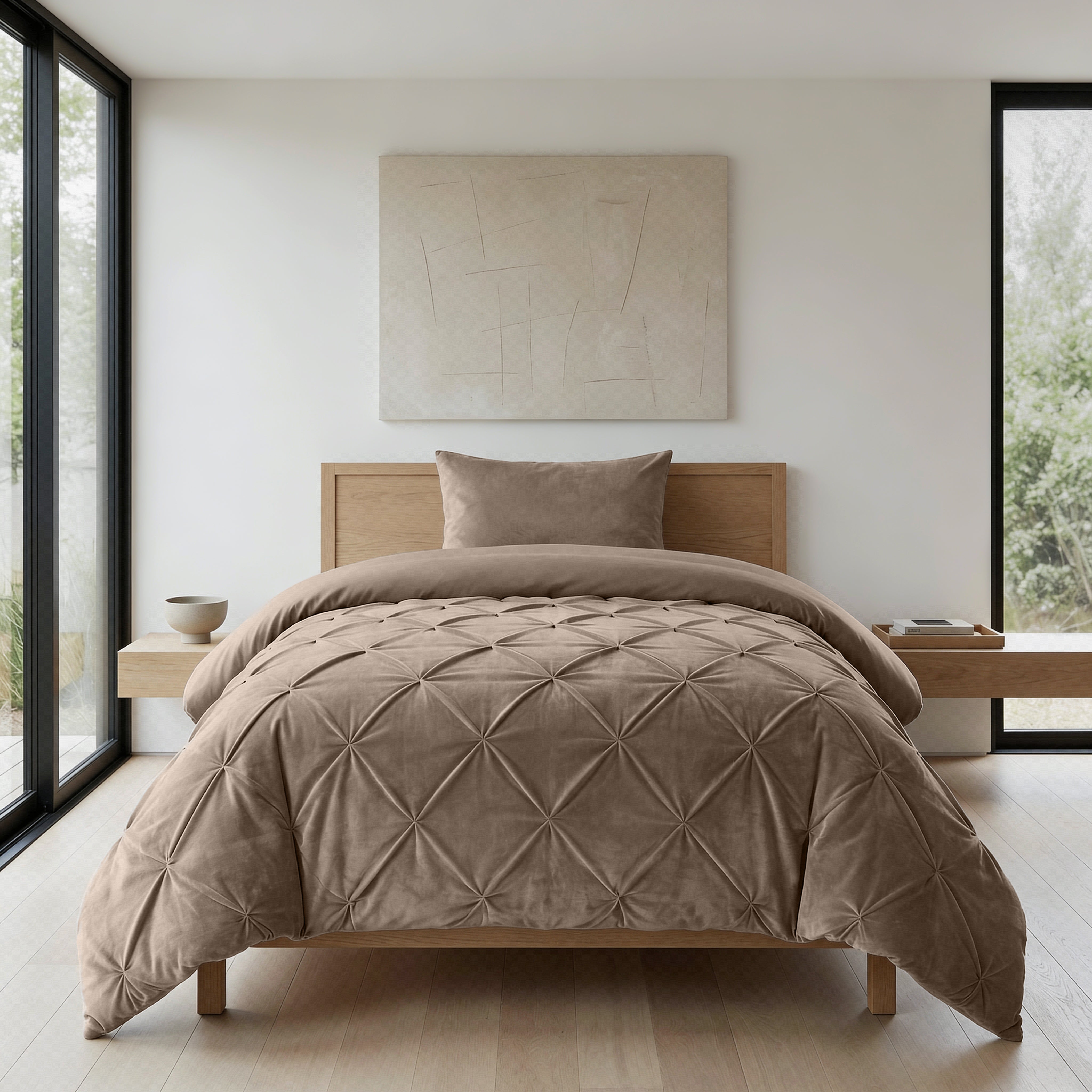 Sleeptime Lazy Velvet Pintuck Dekbed - Taupe - Voor het hele jaar