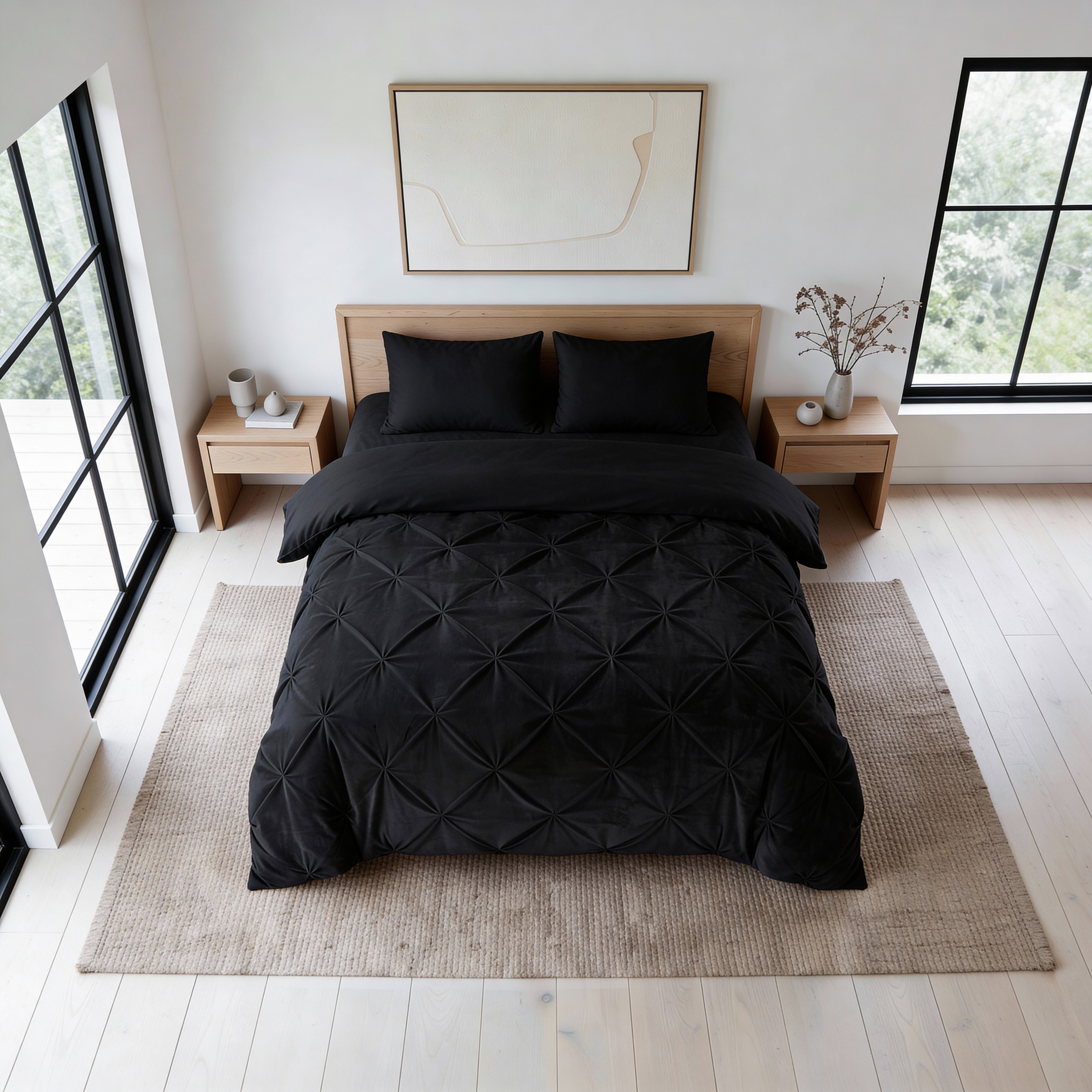 Sleeptime Lazy Velvet Pintuck Dekbed - Zwart - Voor het hele jaar