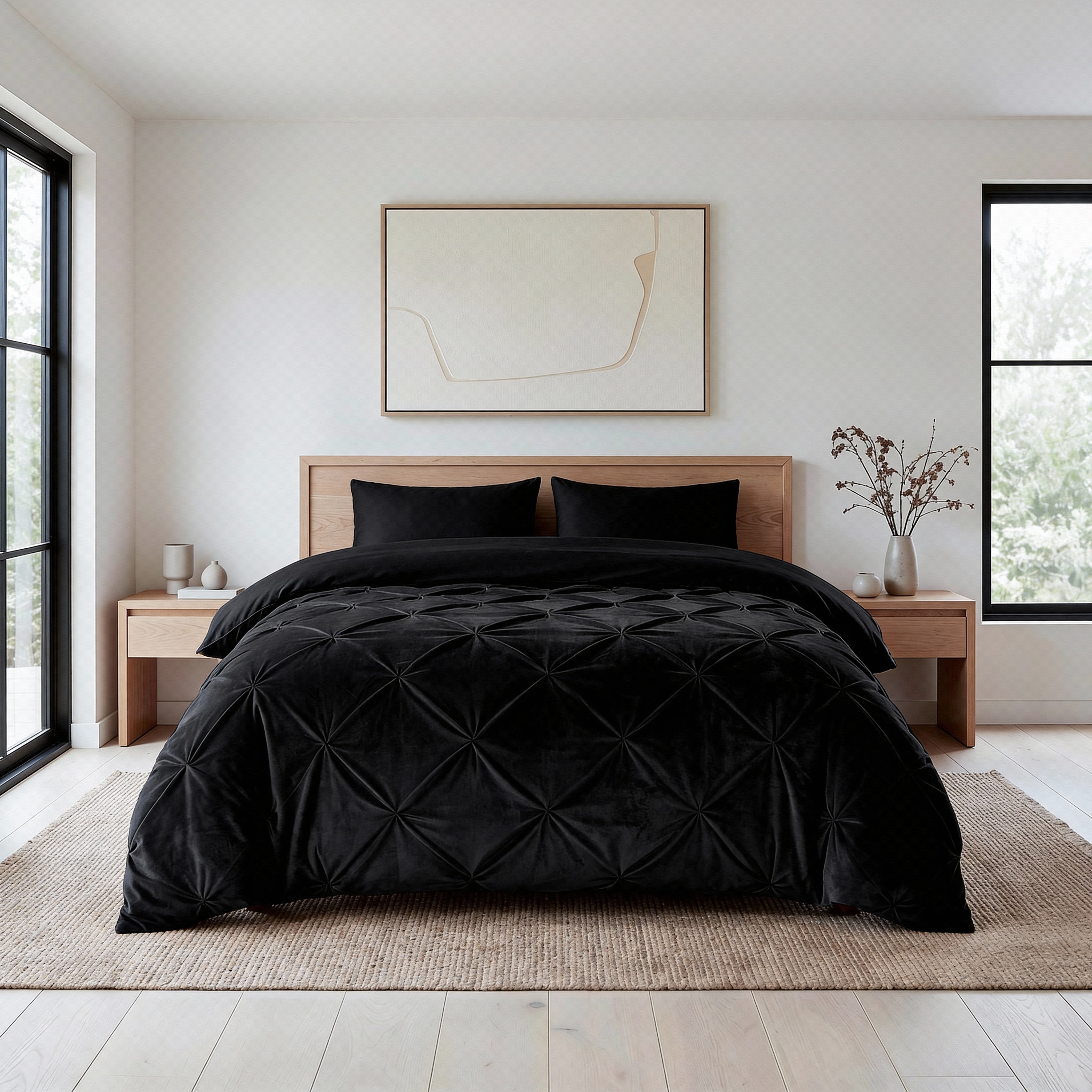 Sleeptime Lazy Velvet Pintuck Dekbed - Zwart - Voor het hele jaar