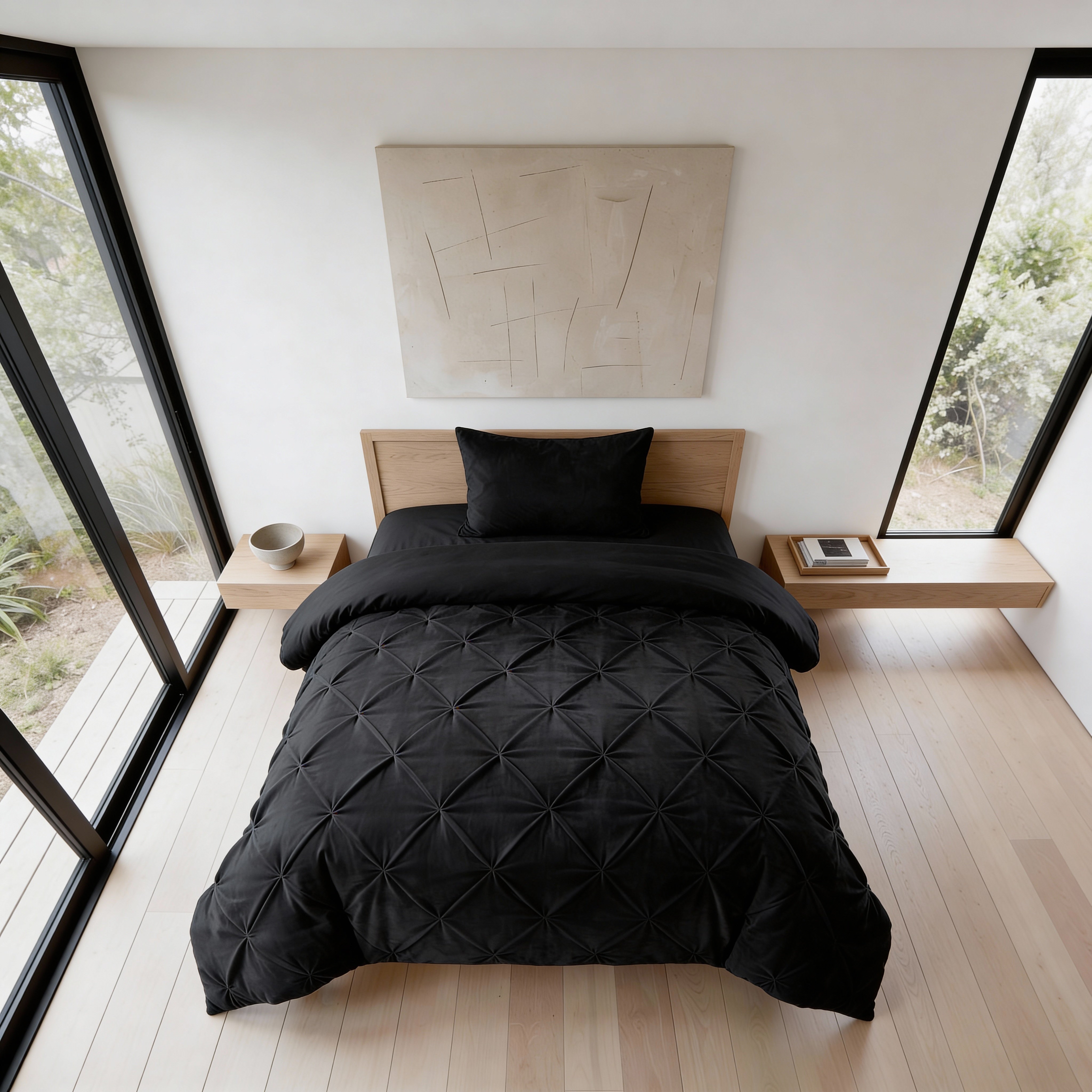 Sleeptime Lazy Velvet Pintuck Dekbed - Zwart - Voor het hele jaar
