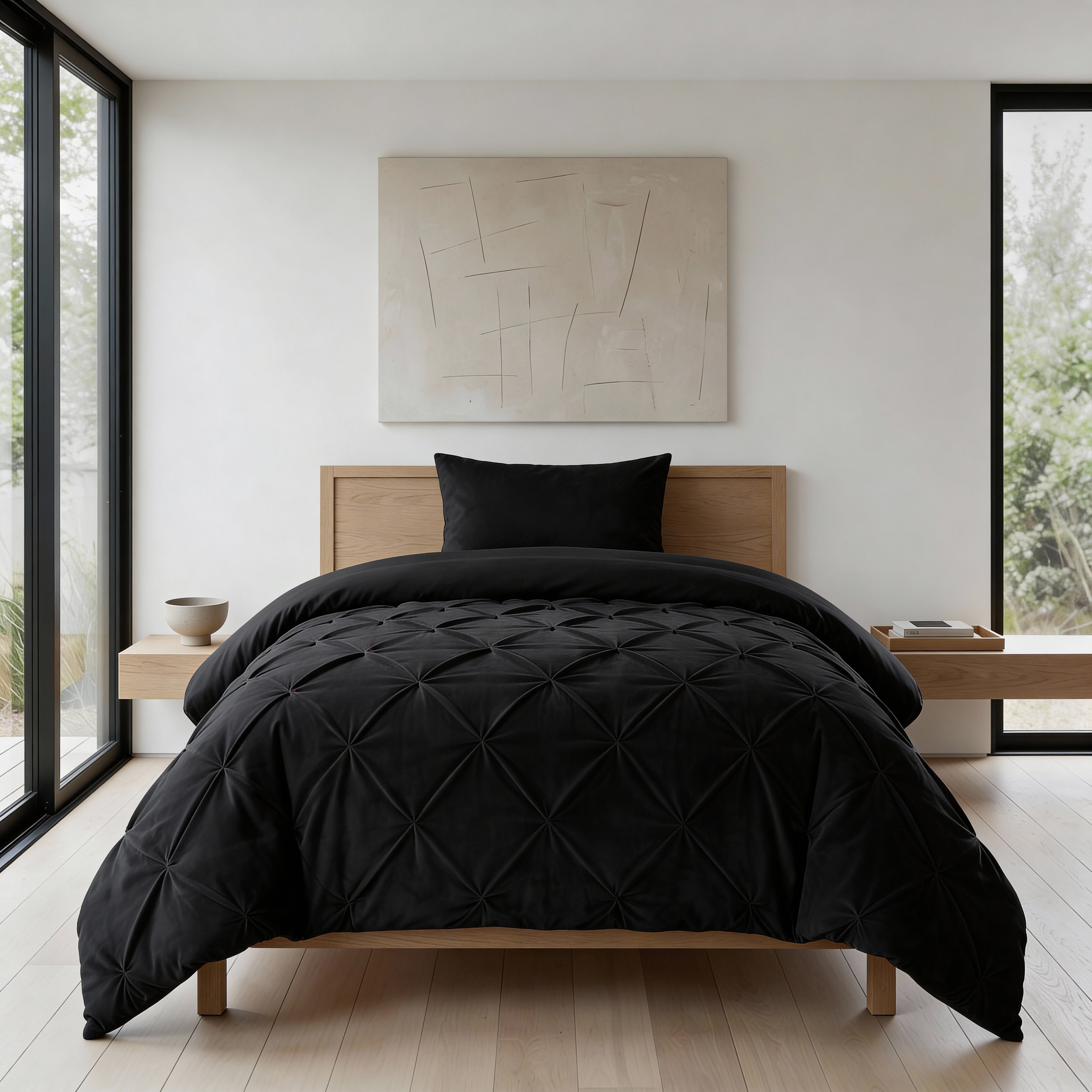 Sleeptime Lazy Velvet Pintuck Dekbed - Zwart - Voor het hele jaar