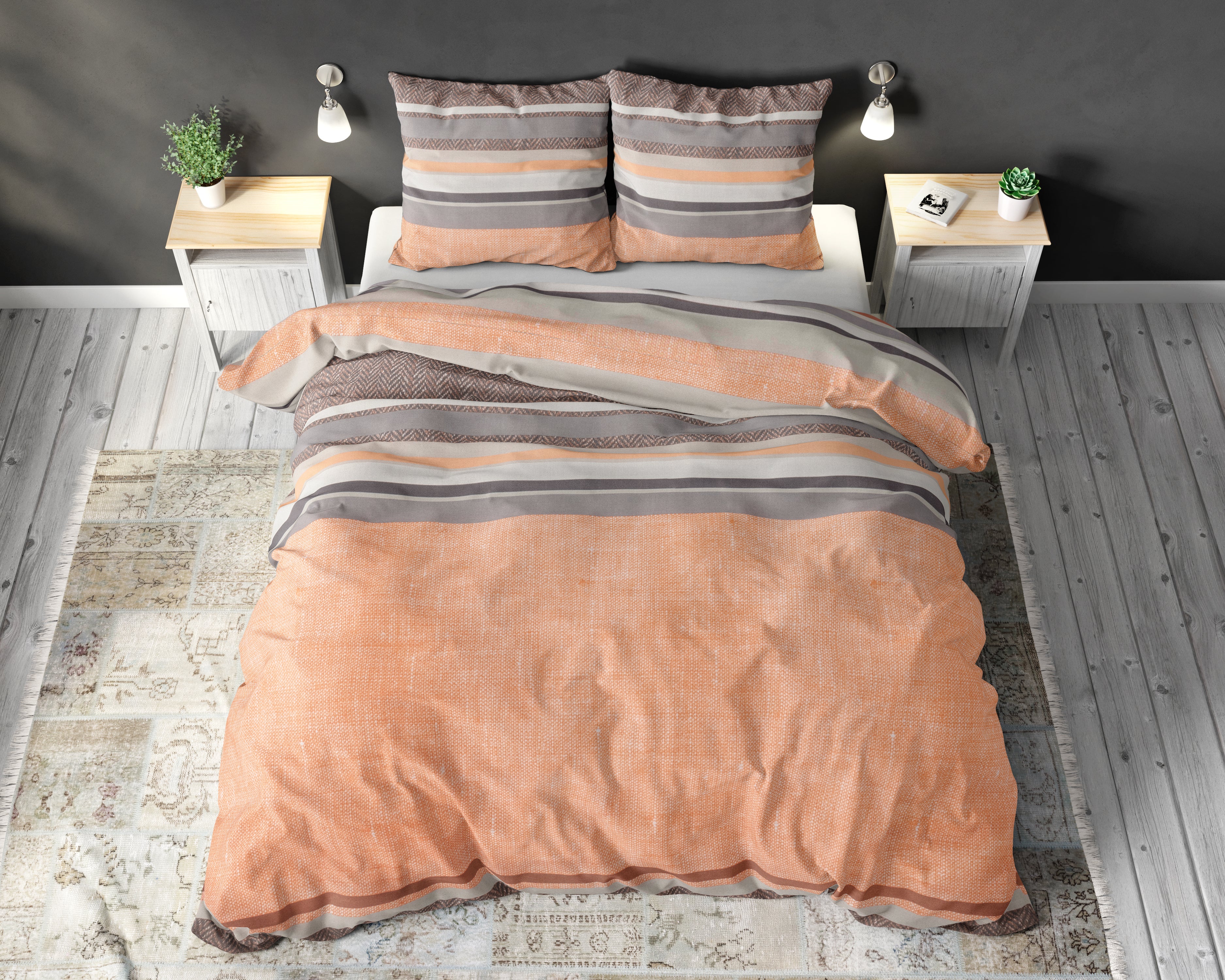 Sonta Oranje Dekbedovertrek - Strijkvrij - Katoen geweven - Leuke prints