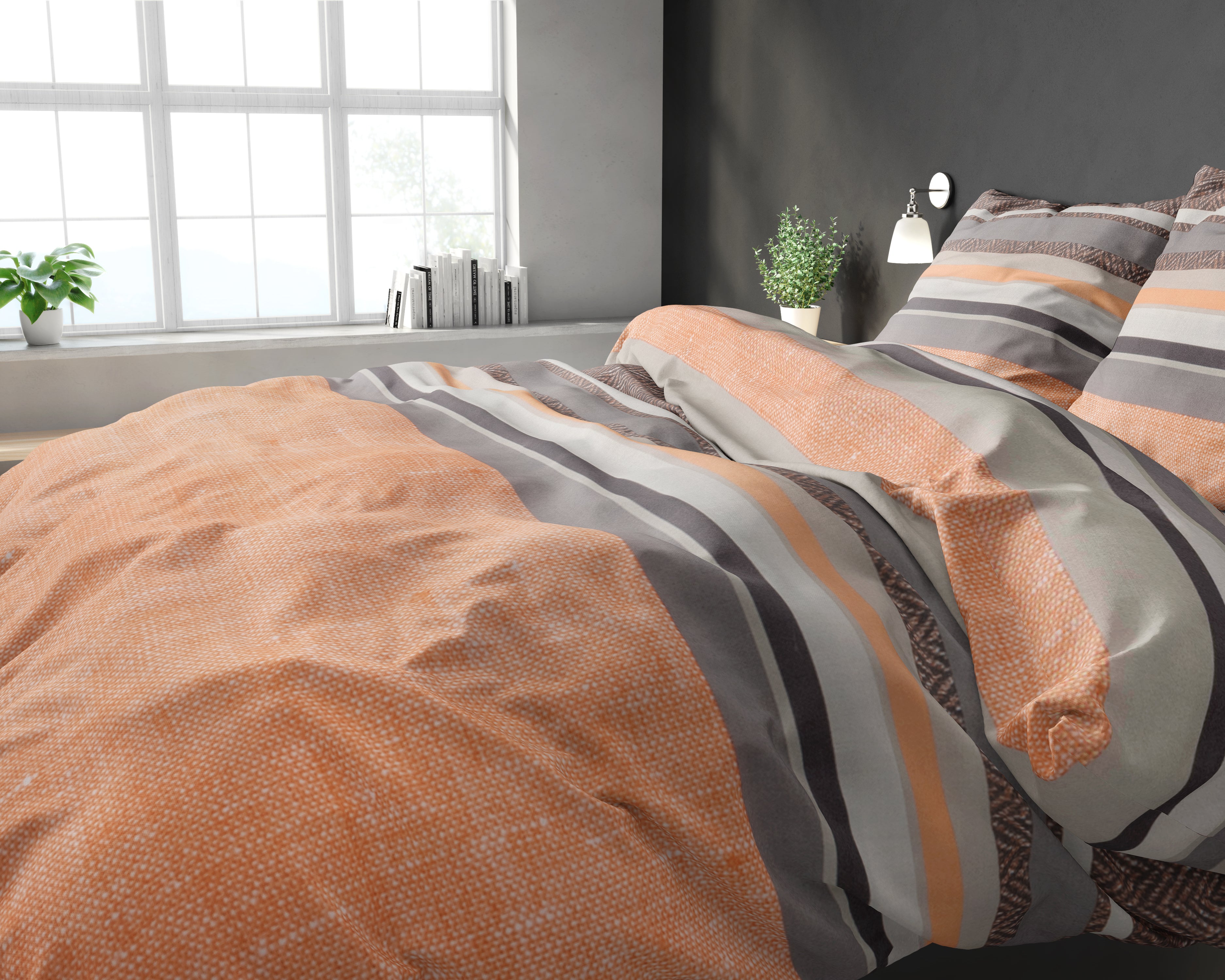 Sonta Oranje Dekbedovertrek - Strijkvrij - Katoen geweven - Leuke prints