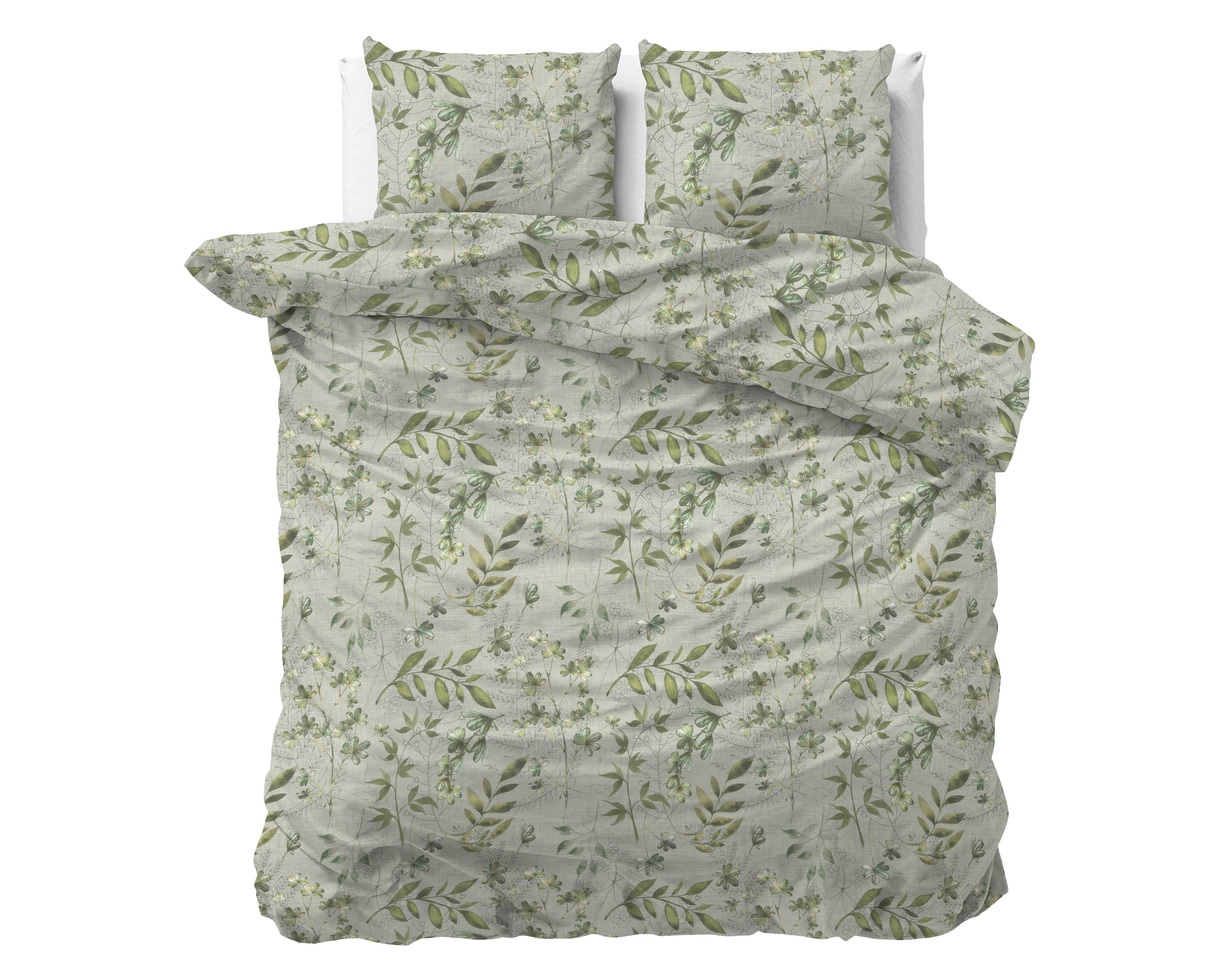 Sorana Groen Dekbedovertrek - Strijkvrij - Katoen geweven - Leuke prints
