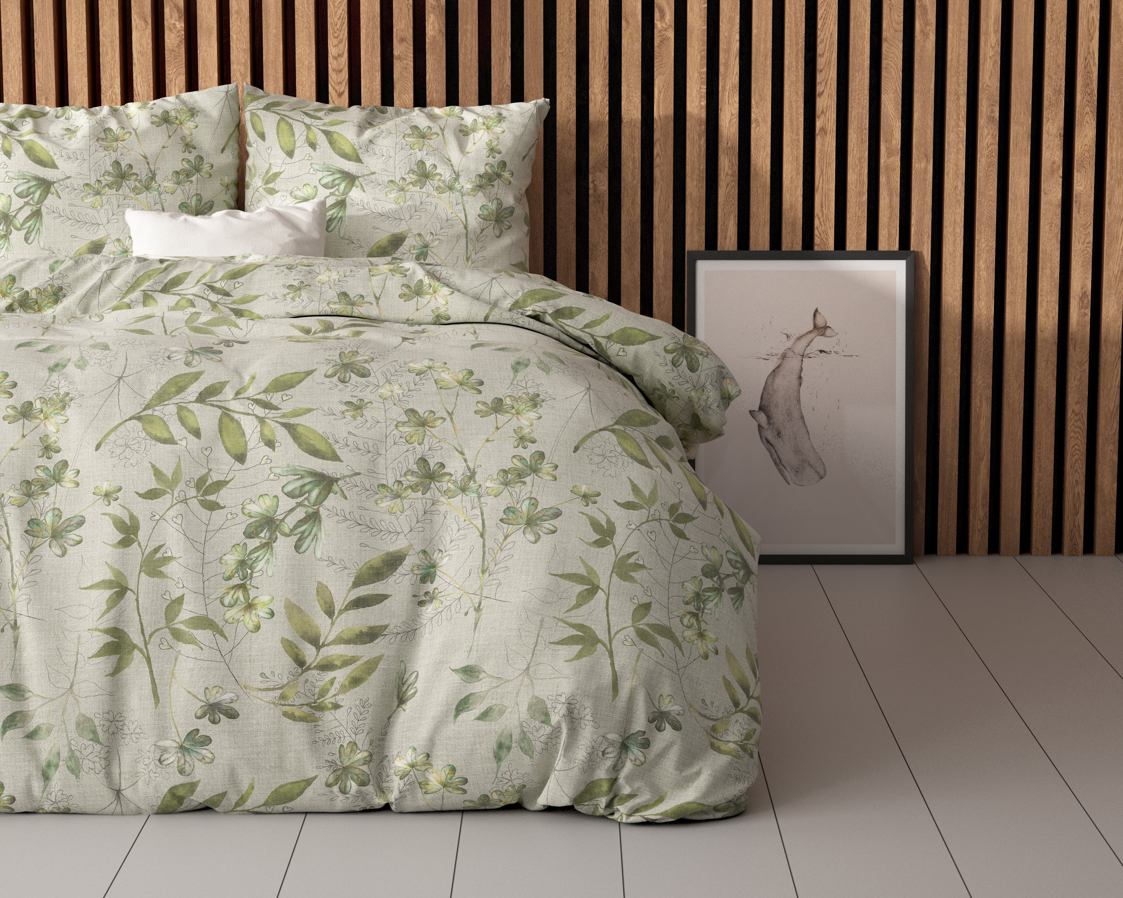 Sorana Groen Dekbedovertrek - Strijkvrij - Katoen geweven - Leuke prints