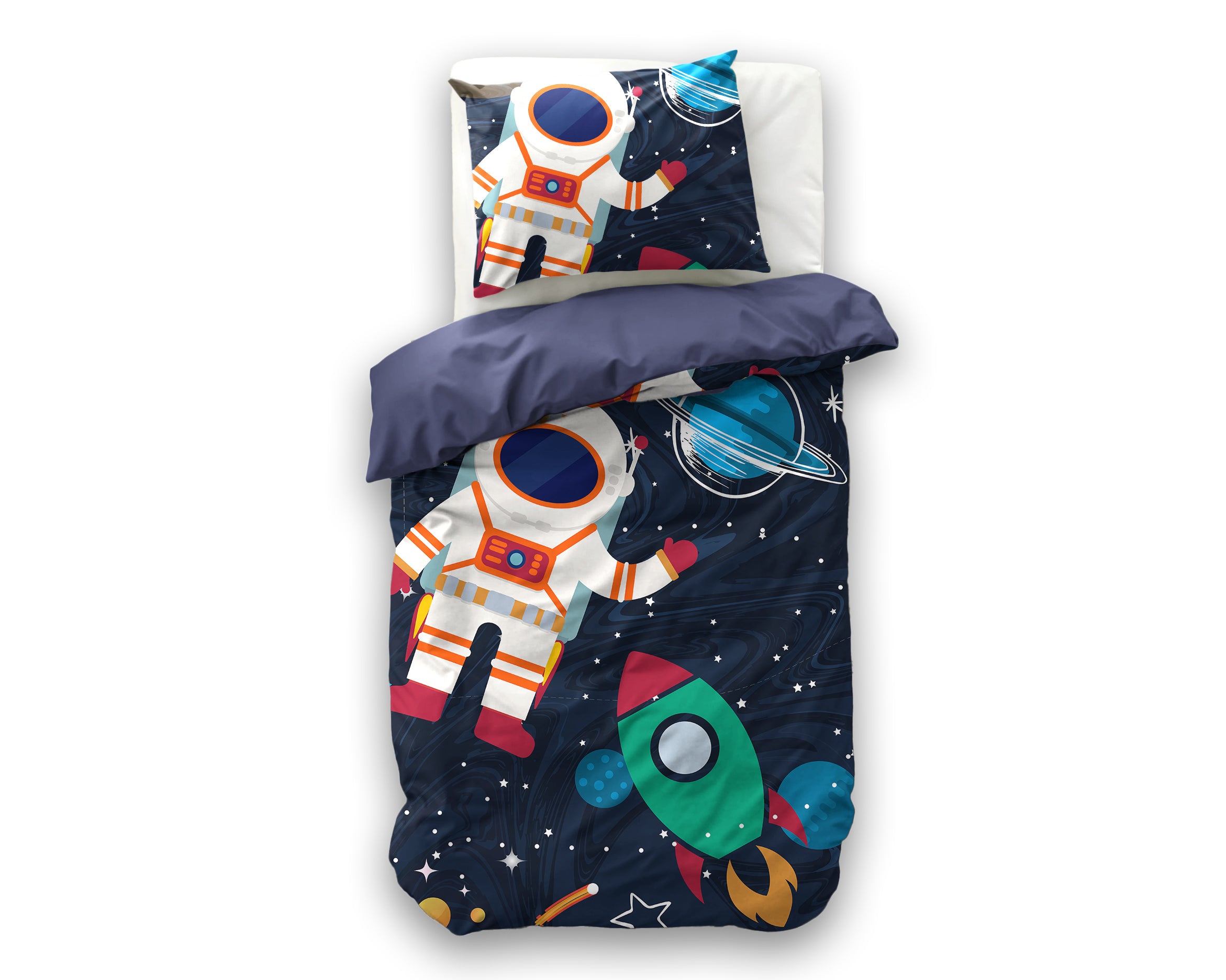 Space man 2 Dekbedovertrek Blauw 140 x 200/220