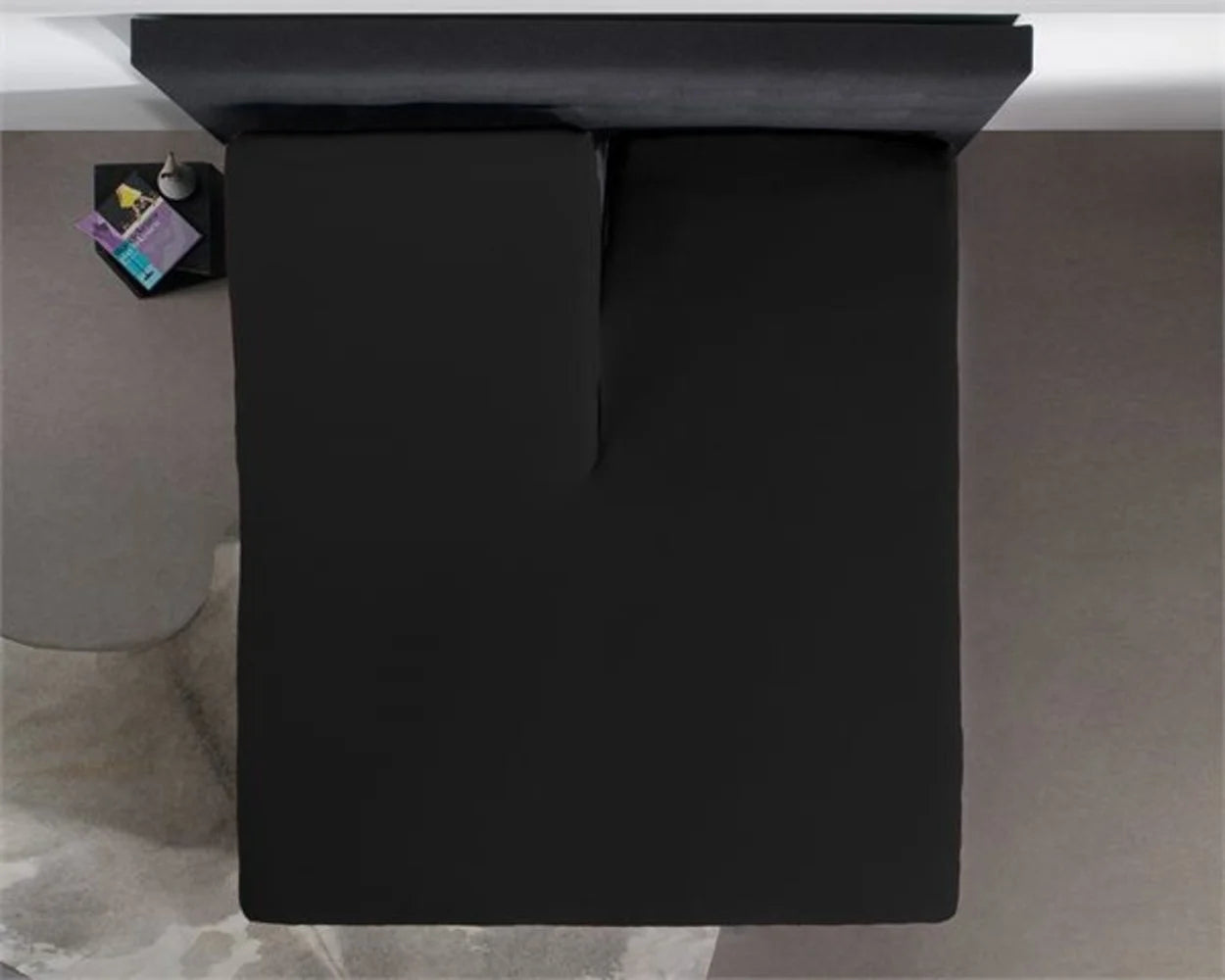 Split Topper Fitted Sheet Black Jersey – 100% Cotton, Perfect for Adjustable Box Springs