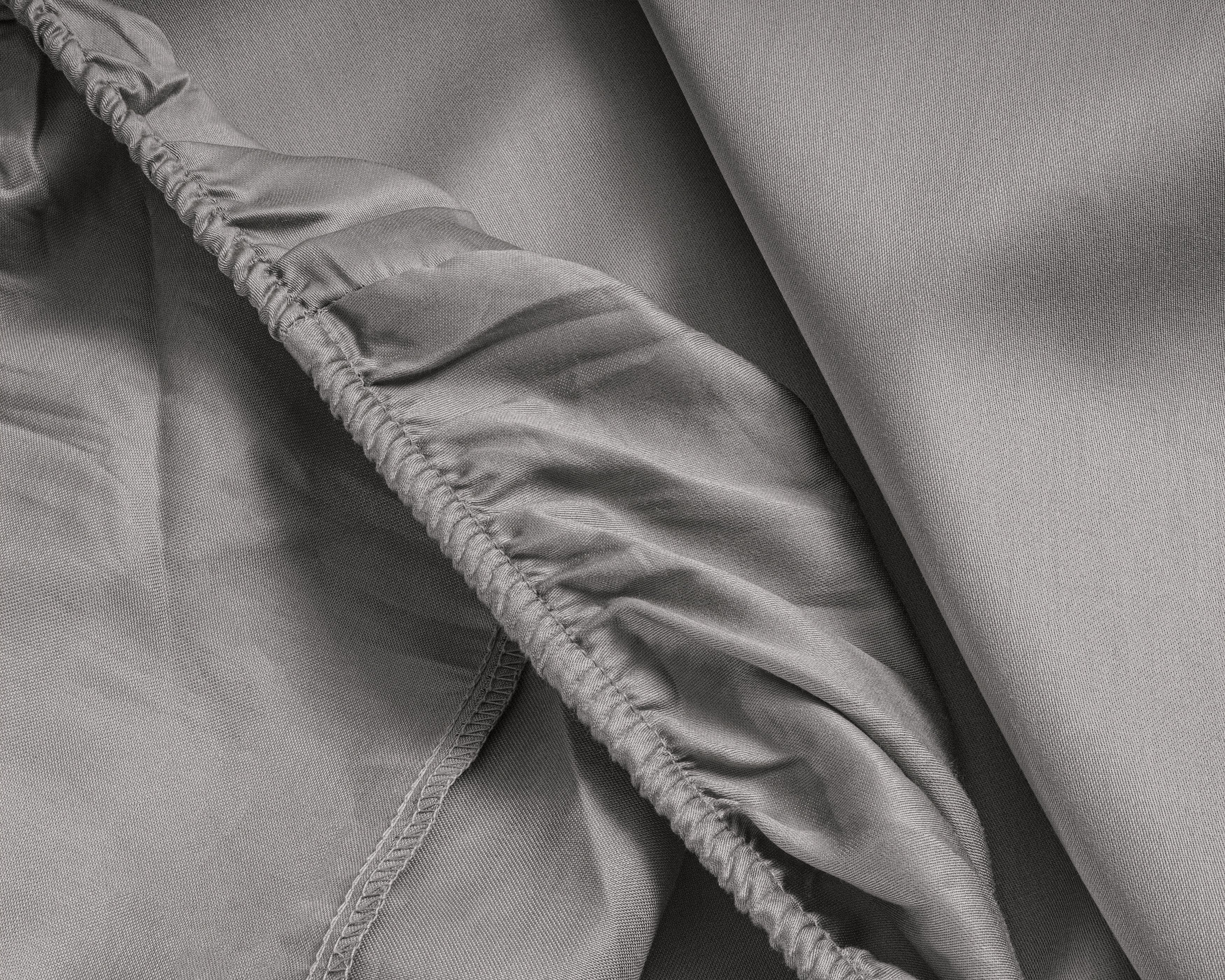 Split Topper Satin Fitted Sheet Gray - Reactive washed - Soft, smooth, breathable and has a light sheen - Free from harmful substances and skin-friendly