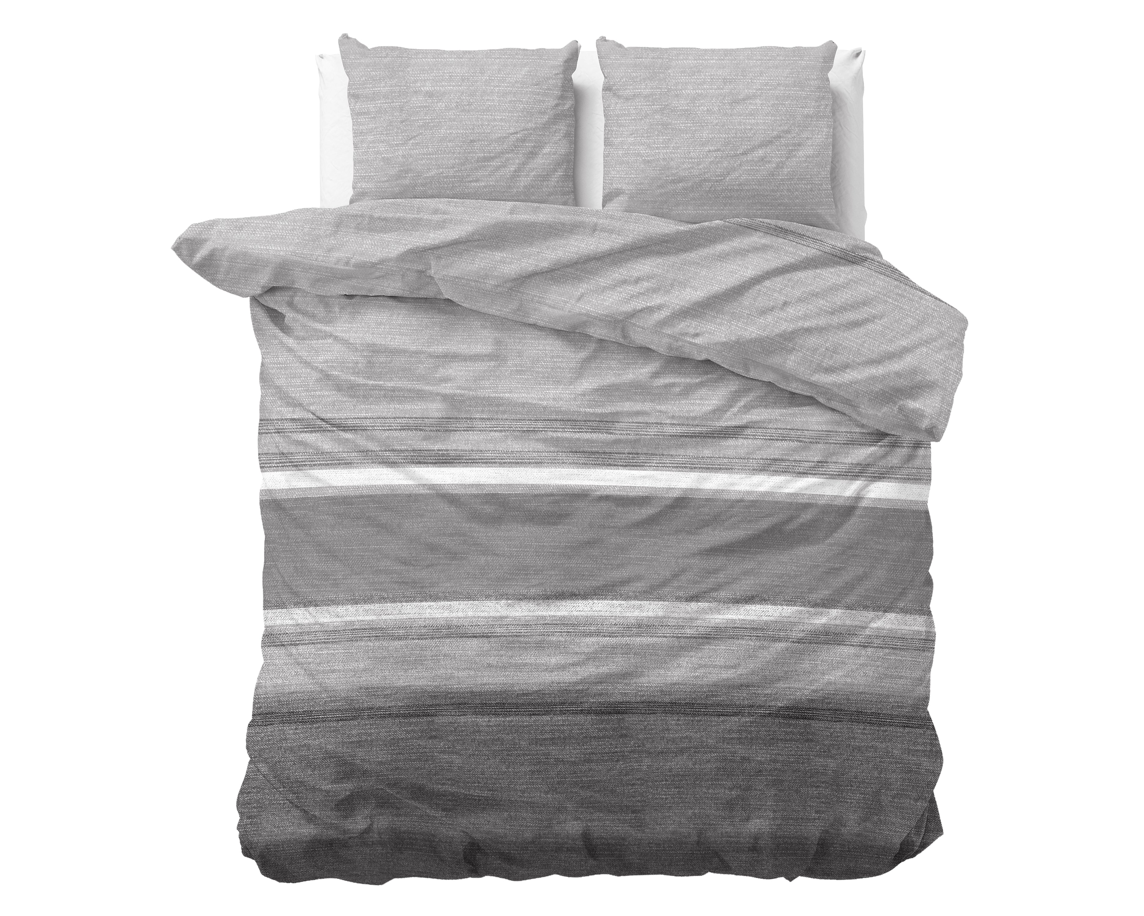 Stone Stripe Dekbedovertrek Grijs - Katoen geweven - Strijkvrij - Leuke prints