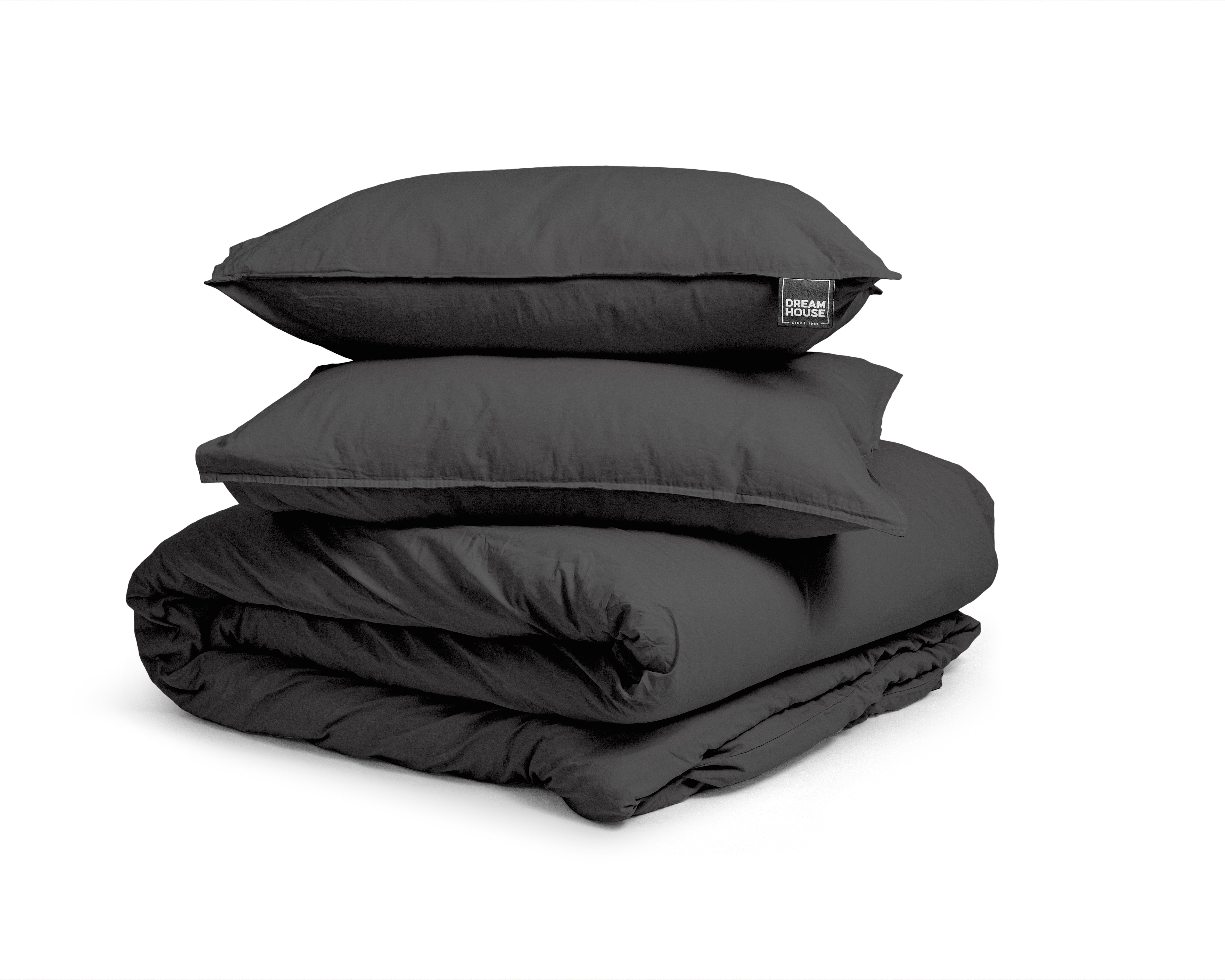 Stone washed anthracite duvet cover