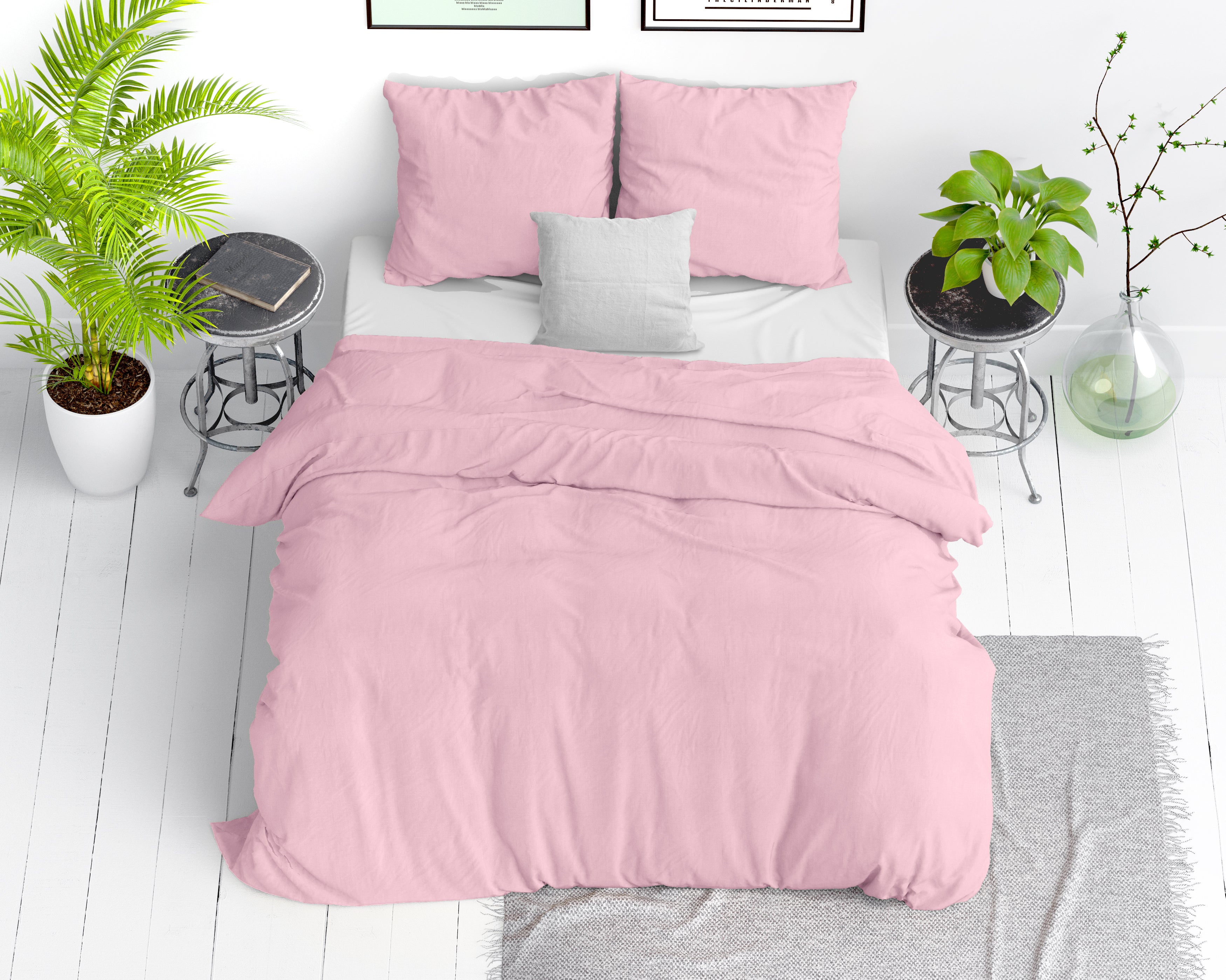Stone washed pink duvet cover