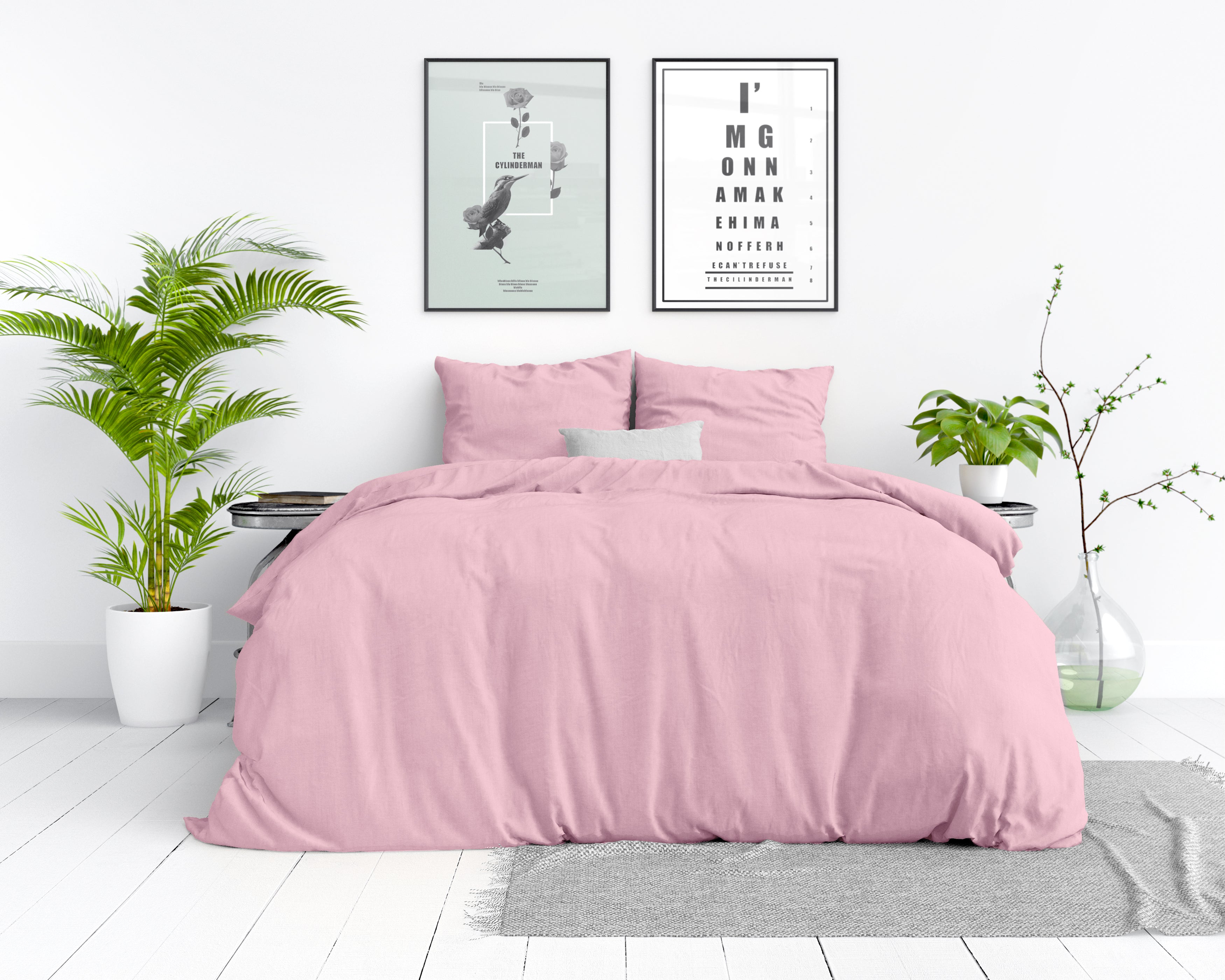 Stone washed pink duvet cover