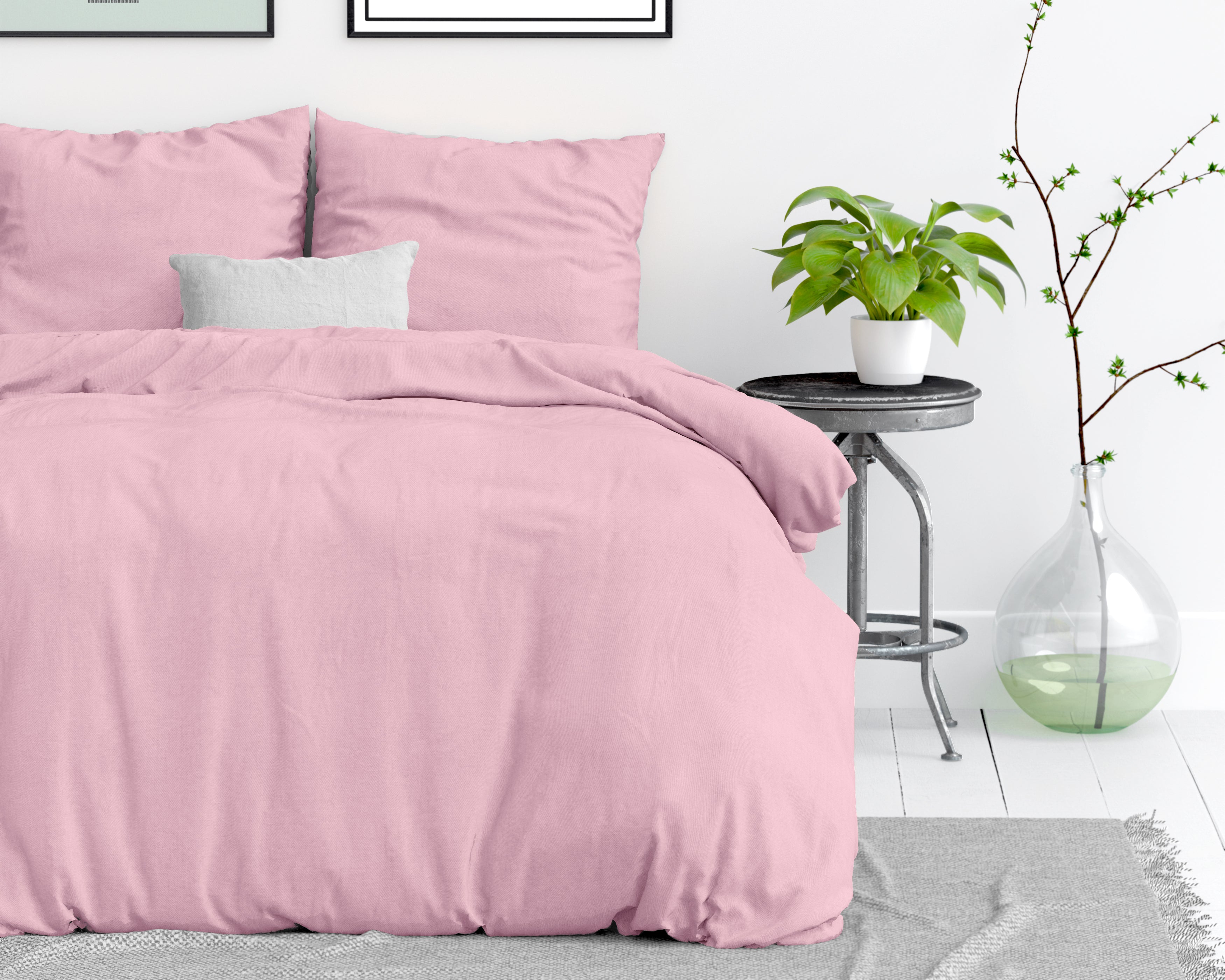 Stone washed Roze Dekbedovertrek