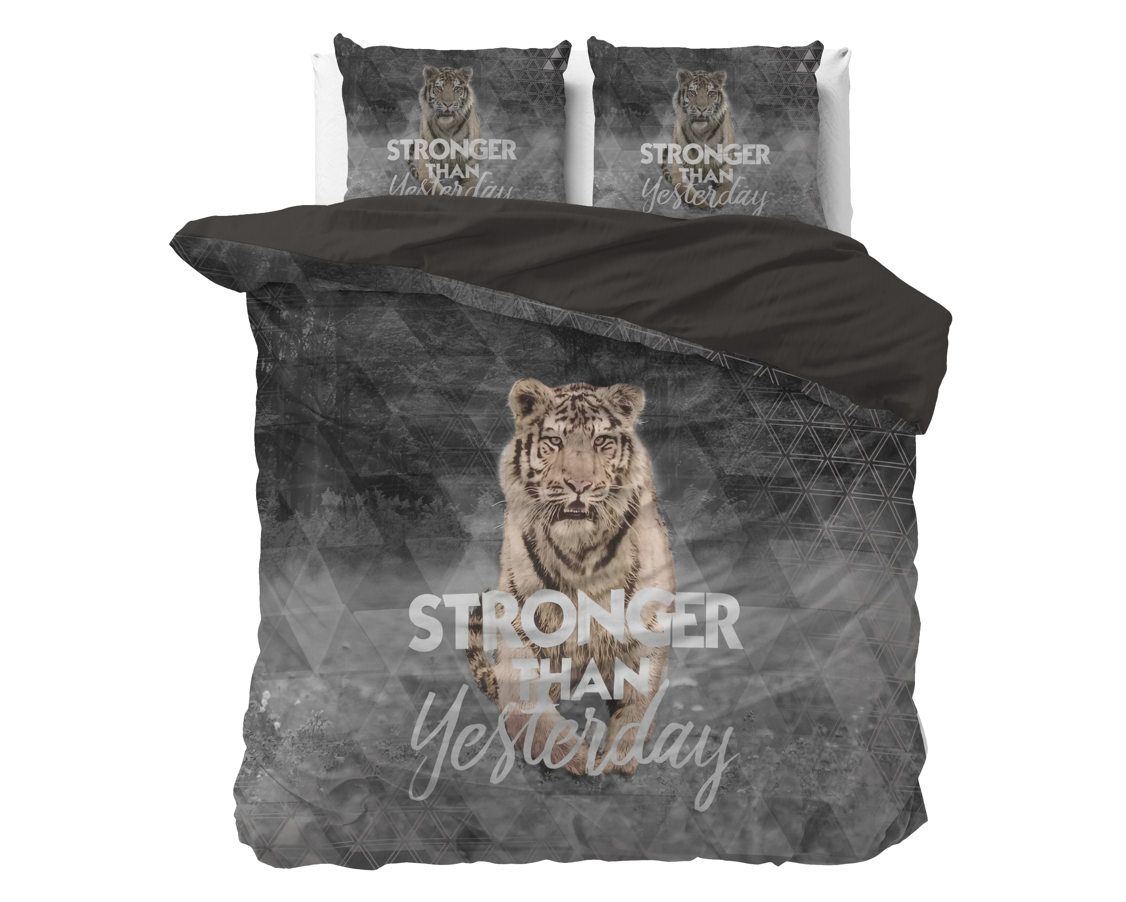 Stronger Dekbedovertrek Grijs - Ademend katoen - Trendy designs - Met drukknopen