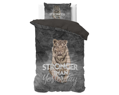 Stronger Dekbedovertrek Grijs - Ademend katoen - Trendy designs - Met drukknopen