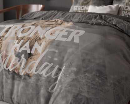 Stronger Dekbedovertrek Grijs - Ademend katoen - Trendy designs - Met drukknopen