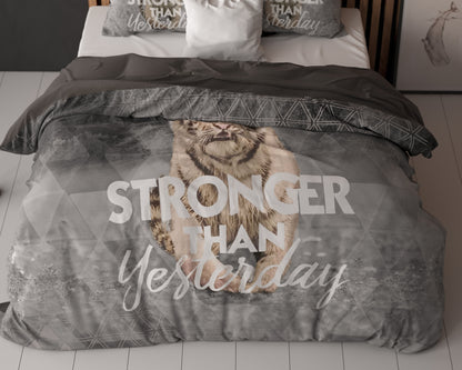 Stronger Dekbedovertrek Grijs - Ademend katoen - Trendy designs - Met drukknopen