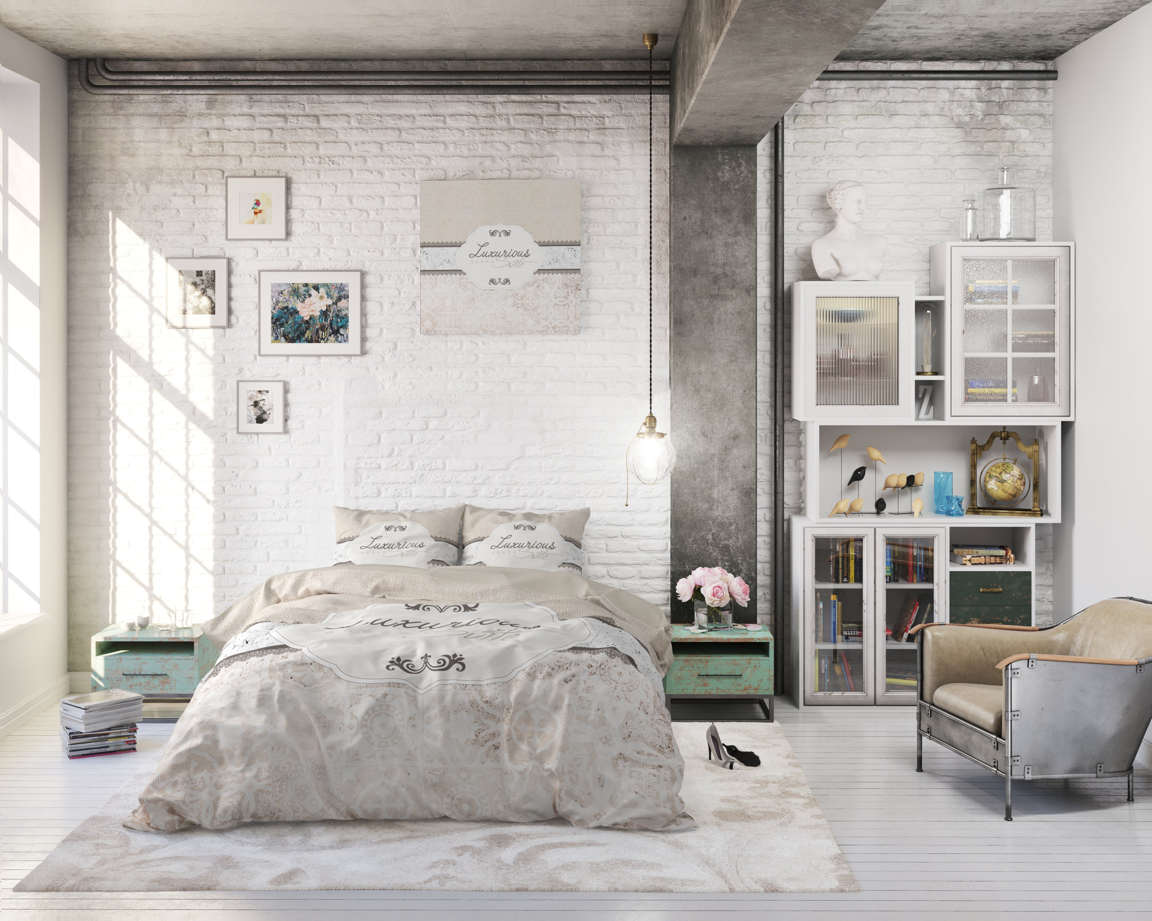 Suite 2 Dekbedovertrek Taupe - Ademend katoen - Trendy designs - Met drukknopen