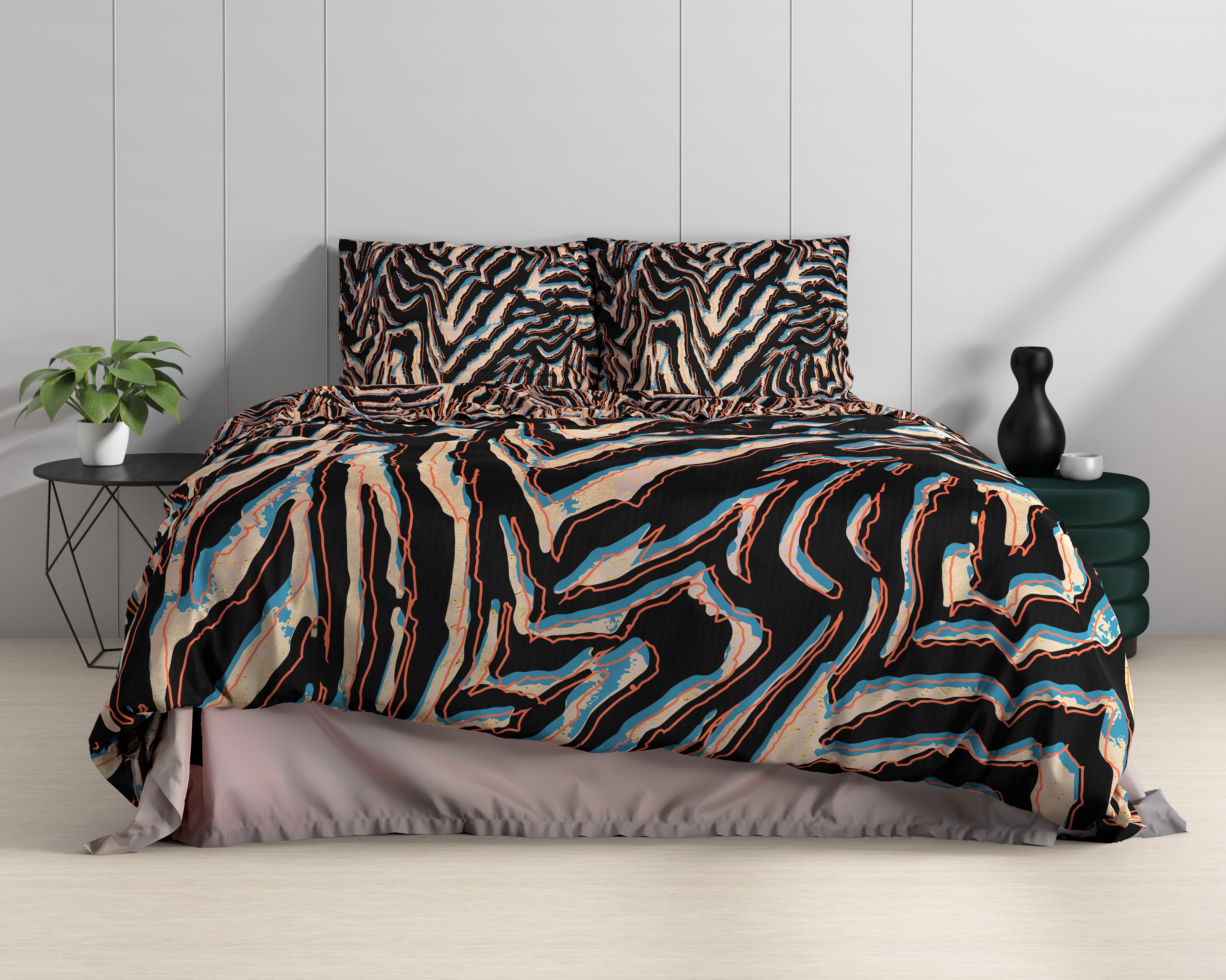 Tansy Multi Dekbedovertrek - Luxe Satijn - Hoge kwaliteit - Trendy prints