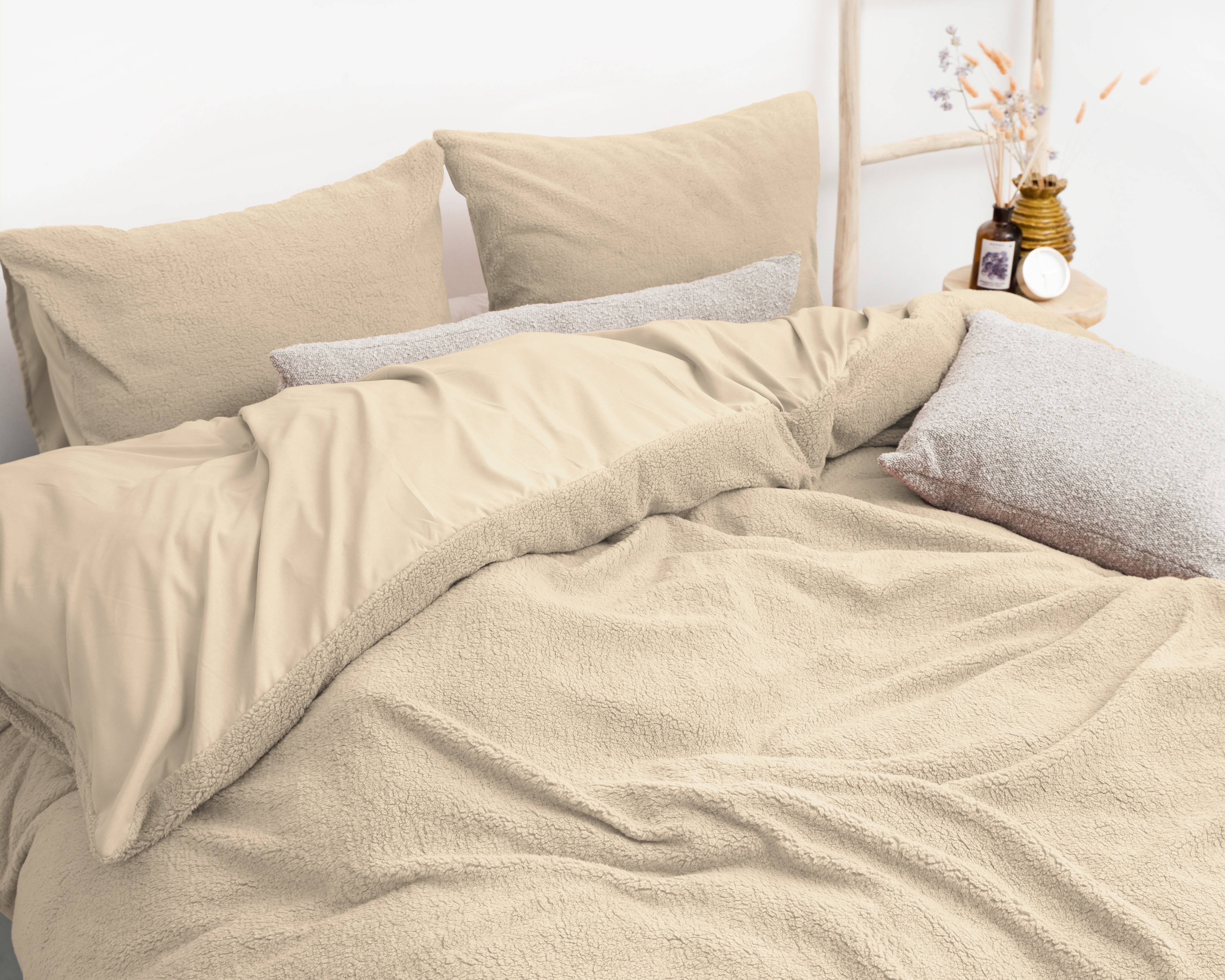 Teddy Dekbedovertrek Taupe - Knuffelende nachtrust - Zacht en warm - Warm en luxe gevoel