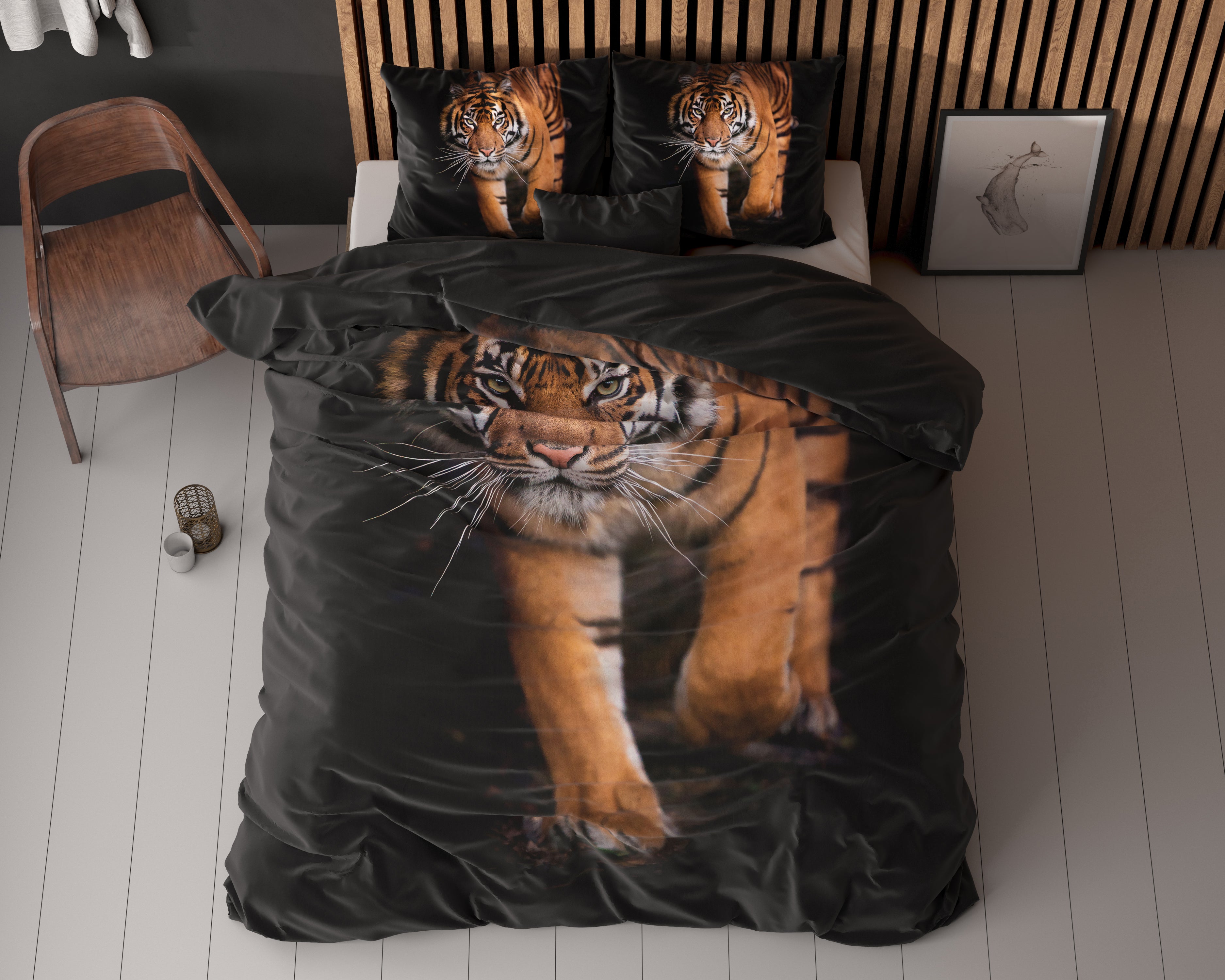 Tiger icon Zwart Dekbedovertrek