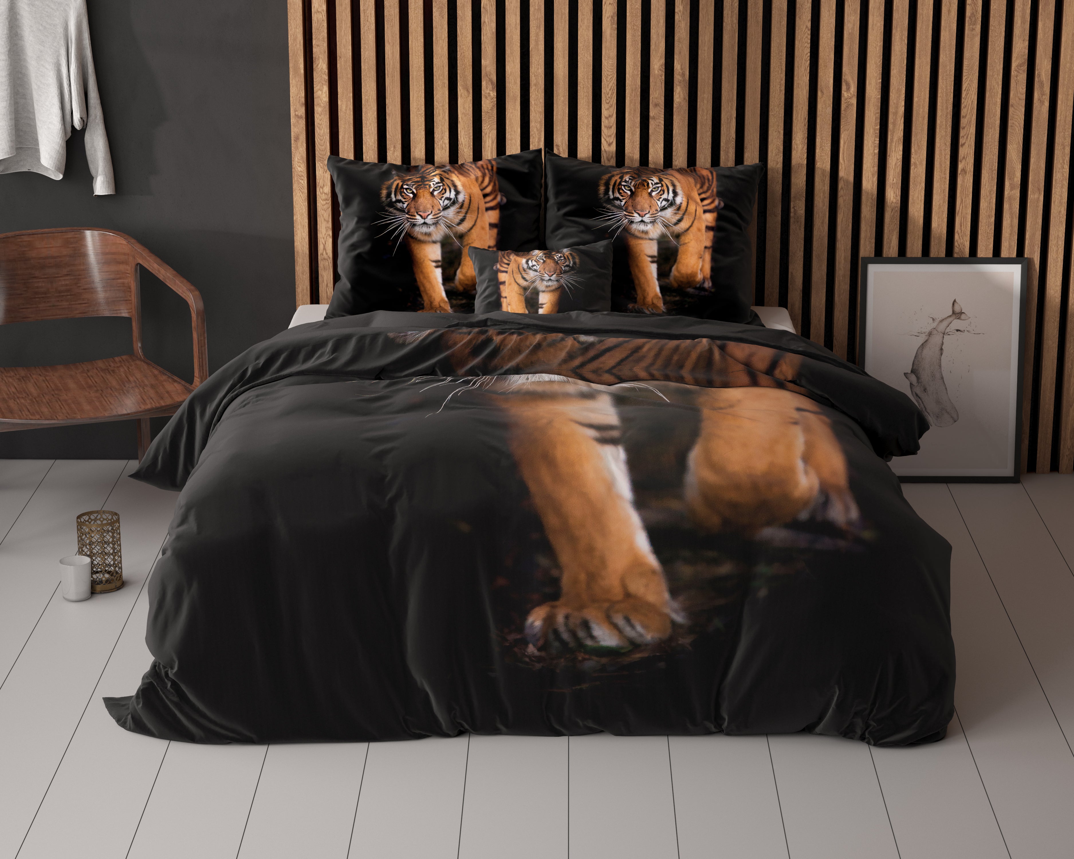 Tiger icon Zwart Dekbedovertrek