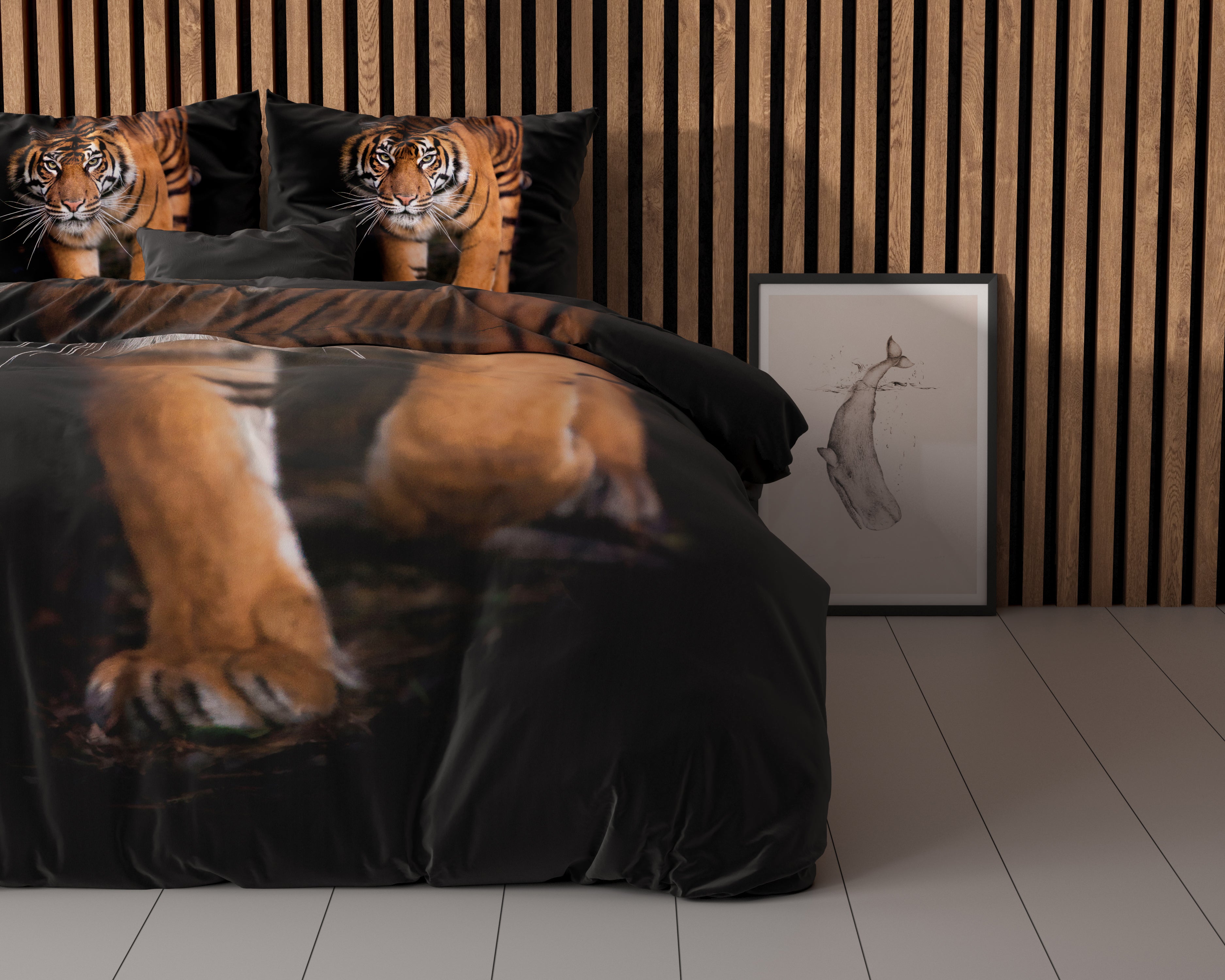 Tiger icon Zwart Dekbedovertrek