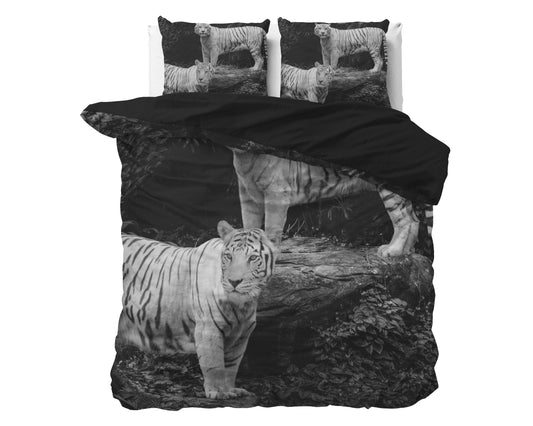 Tigers Dekbedovertrek Grijs - Ademend katoen - Trendy designs - Met drukknopen