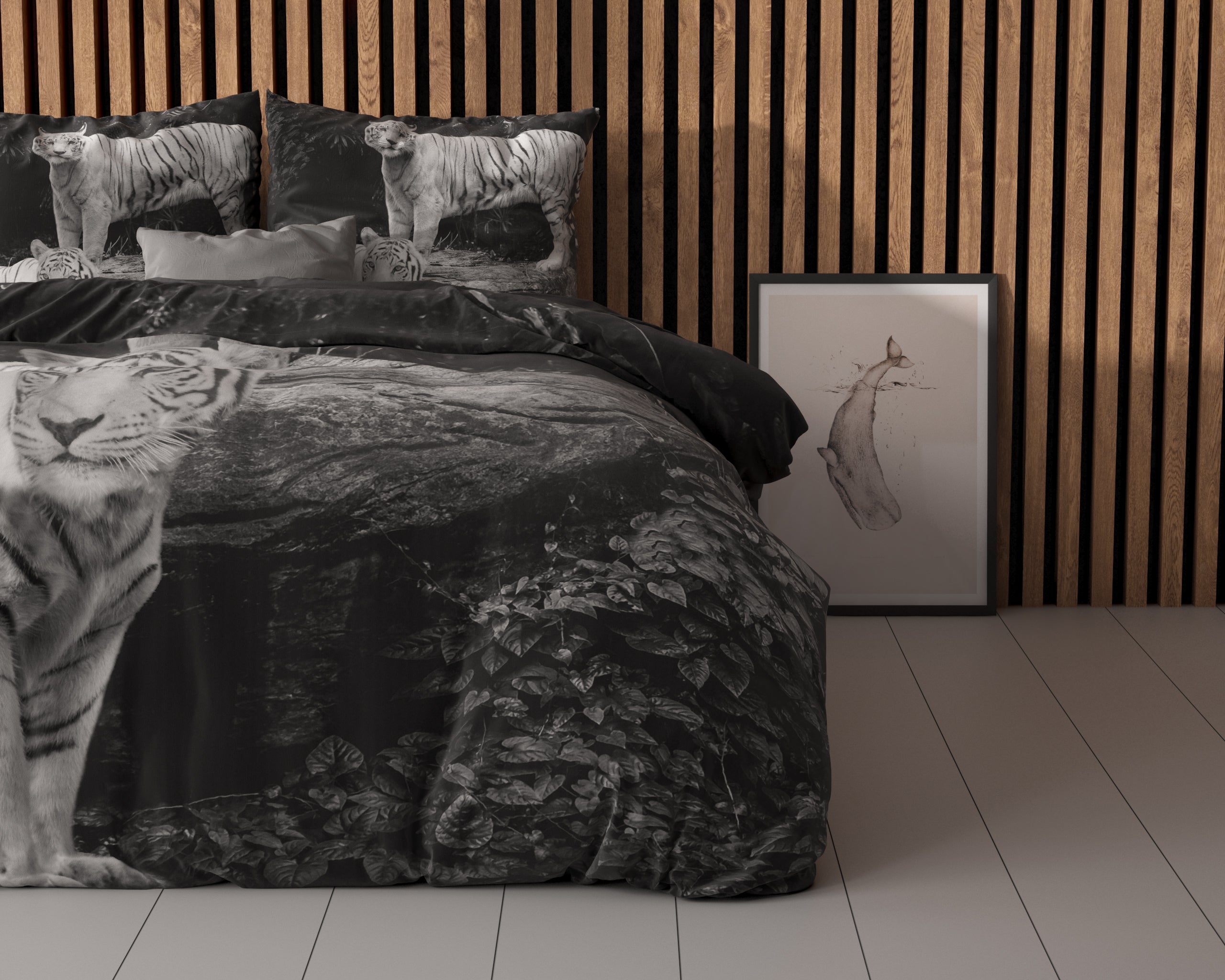 Tigers Dekbedovertrek Grijs - Ademend katoen - Trendy designs - Met drukknopen
