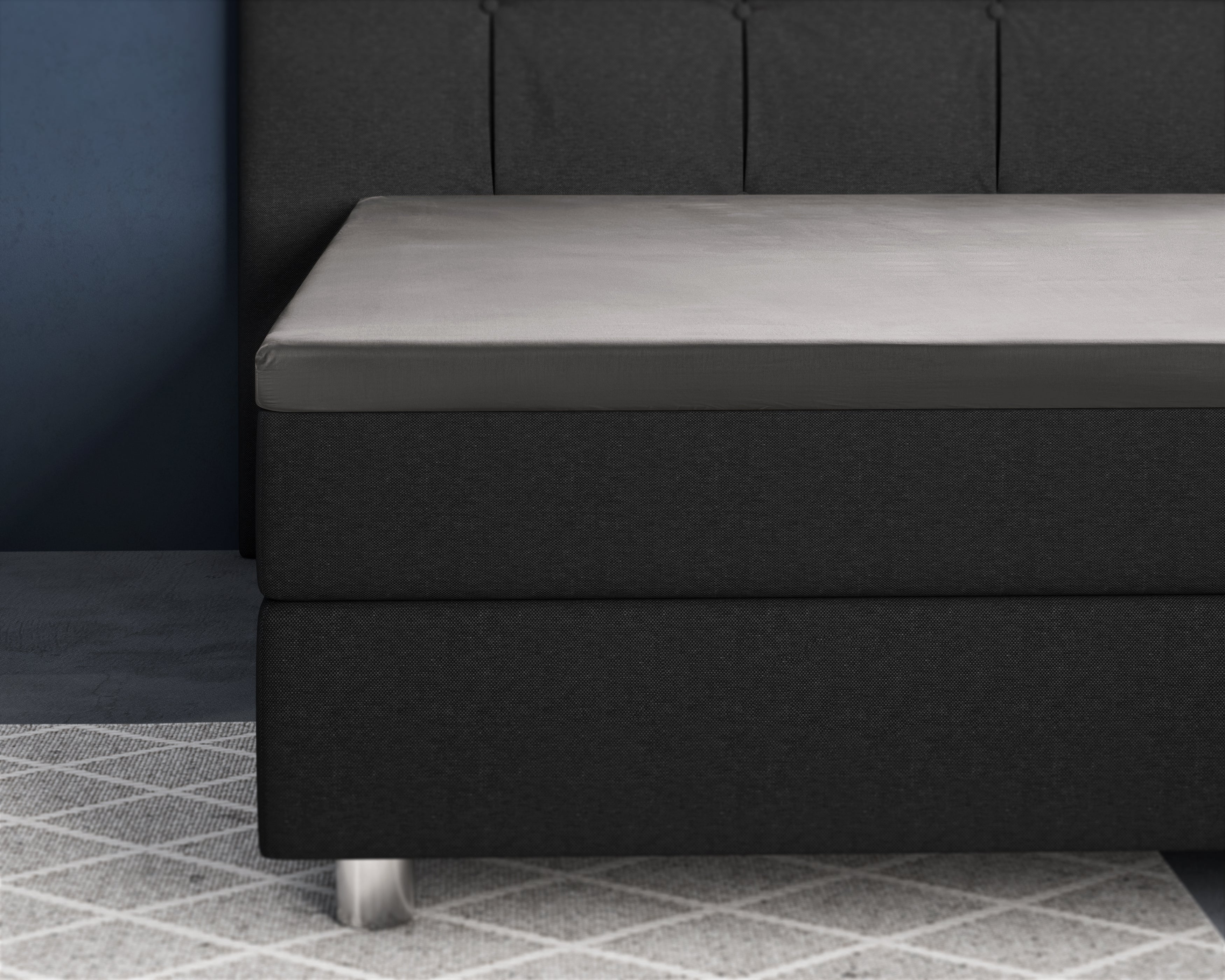 Topper Hoeslaken Katoen Satijn Grijs