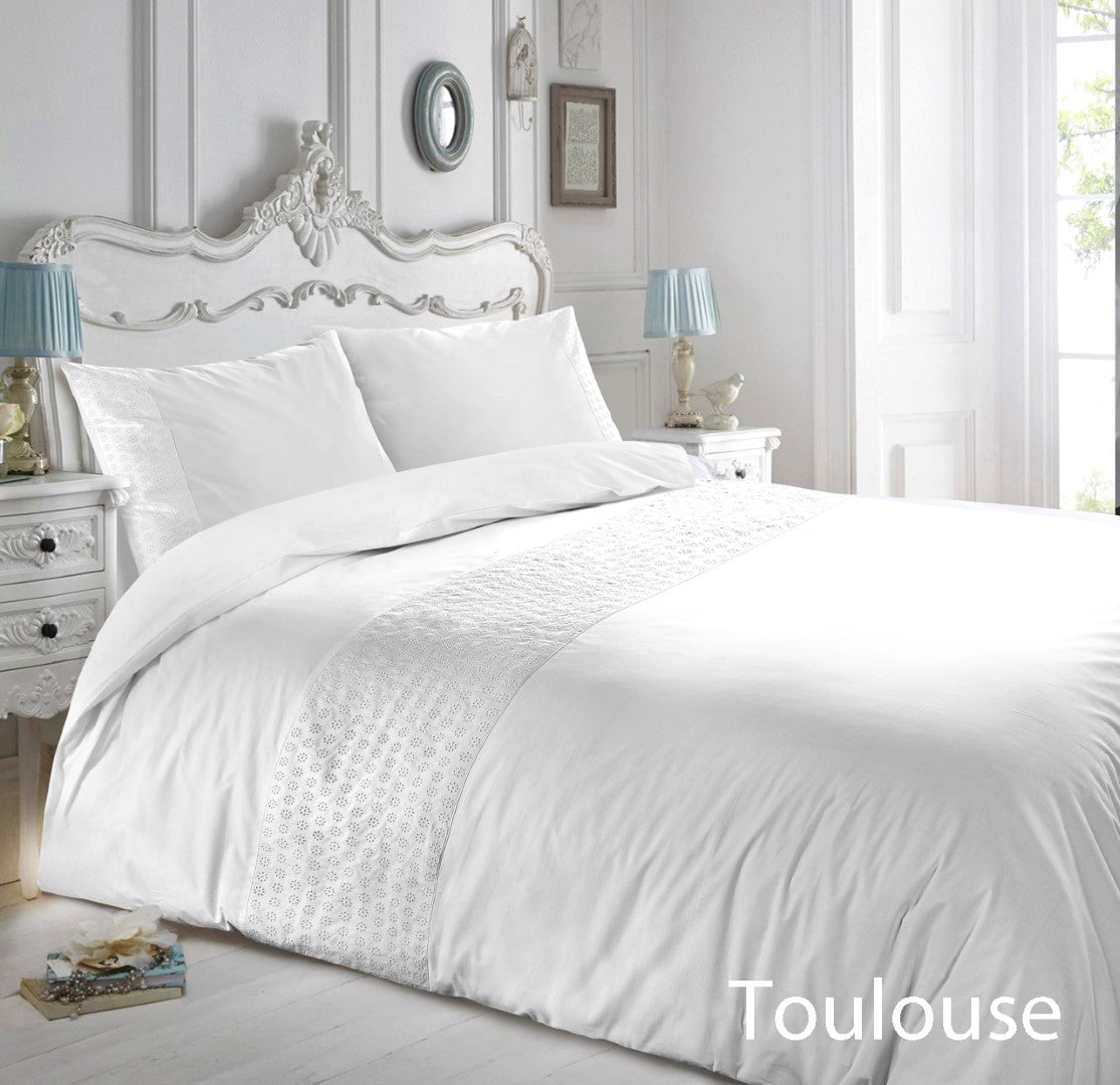 Deluxe Toulouse Wit Dekbedovertrek | Luxe Percale-Katoen