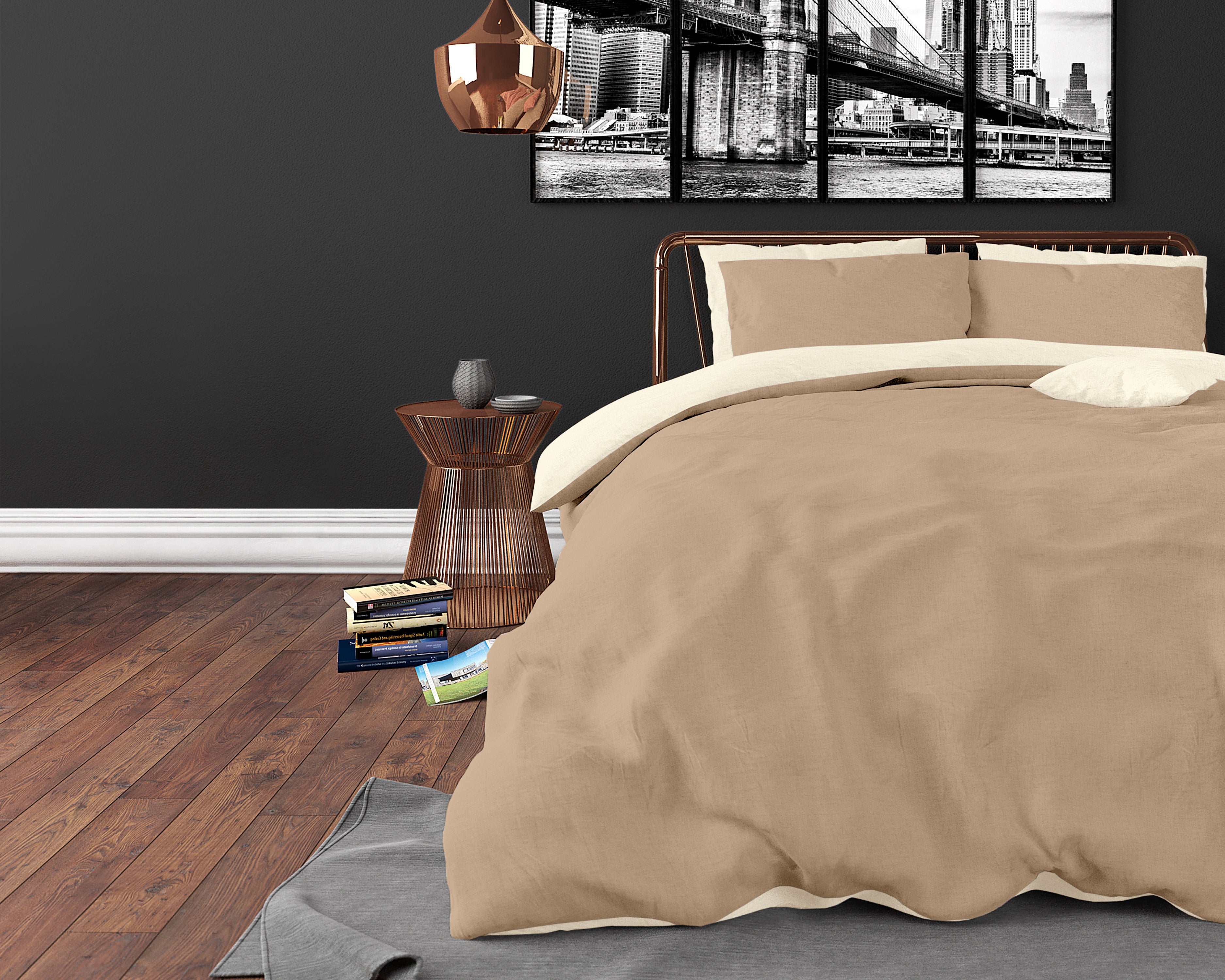 Twin Face Dekbedovertrek Creme/Taupe