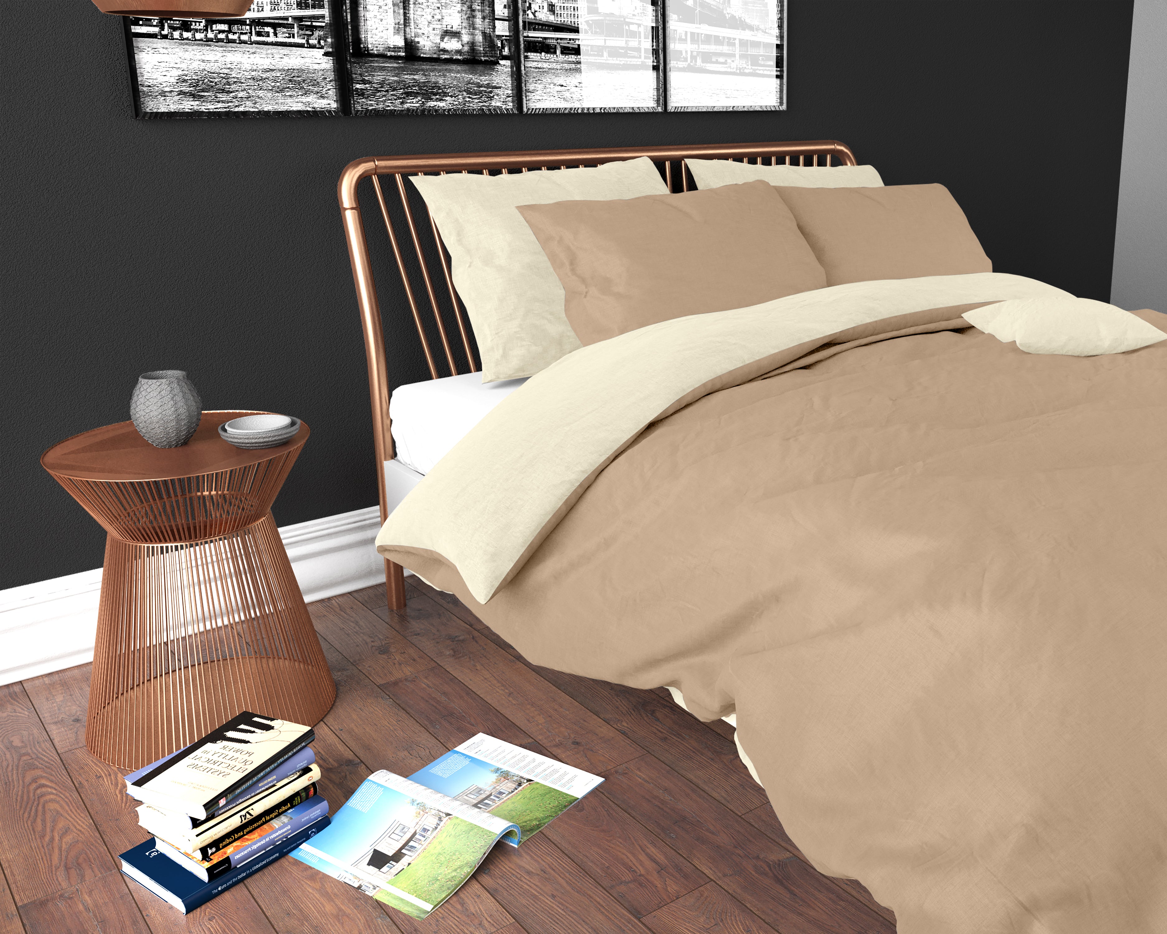 Twin Face Dekbedovertrek Creme/Taupe