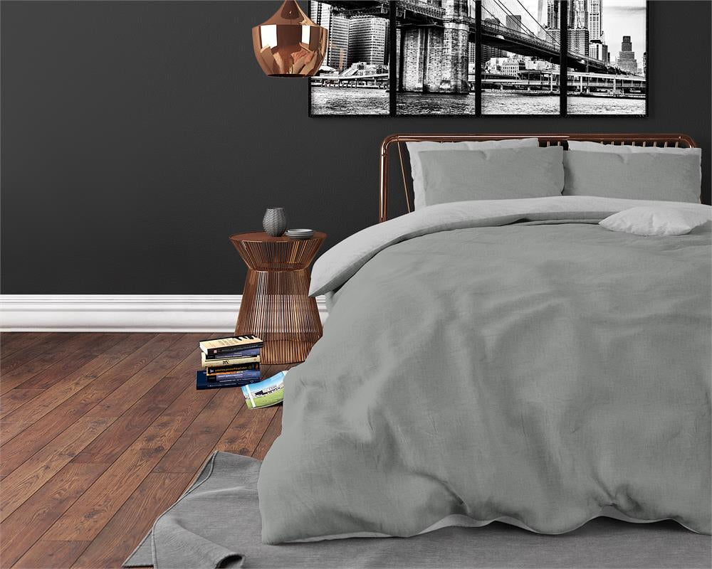 Twin Face Duvet Cover Grey/Anthracite - Plain design - Easy to wash - Intaglio design